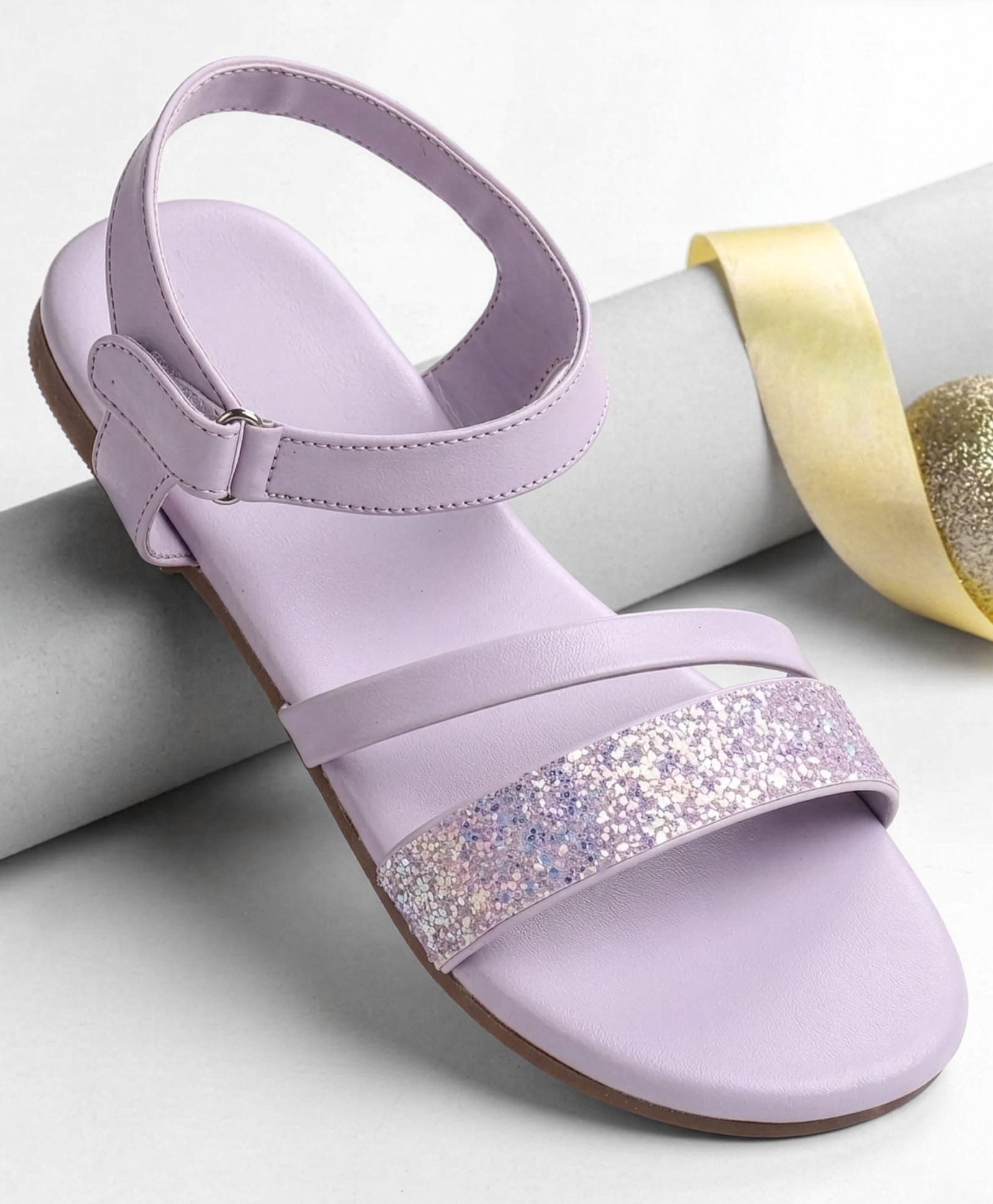 Pine Kids Velcro Closure Sandals With Glitter Detailing - Purple-picture-15