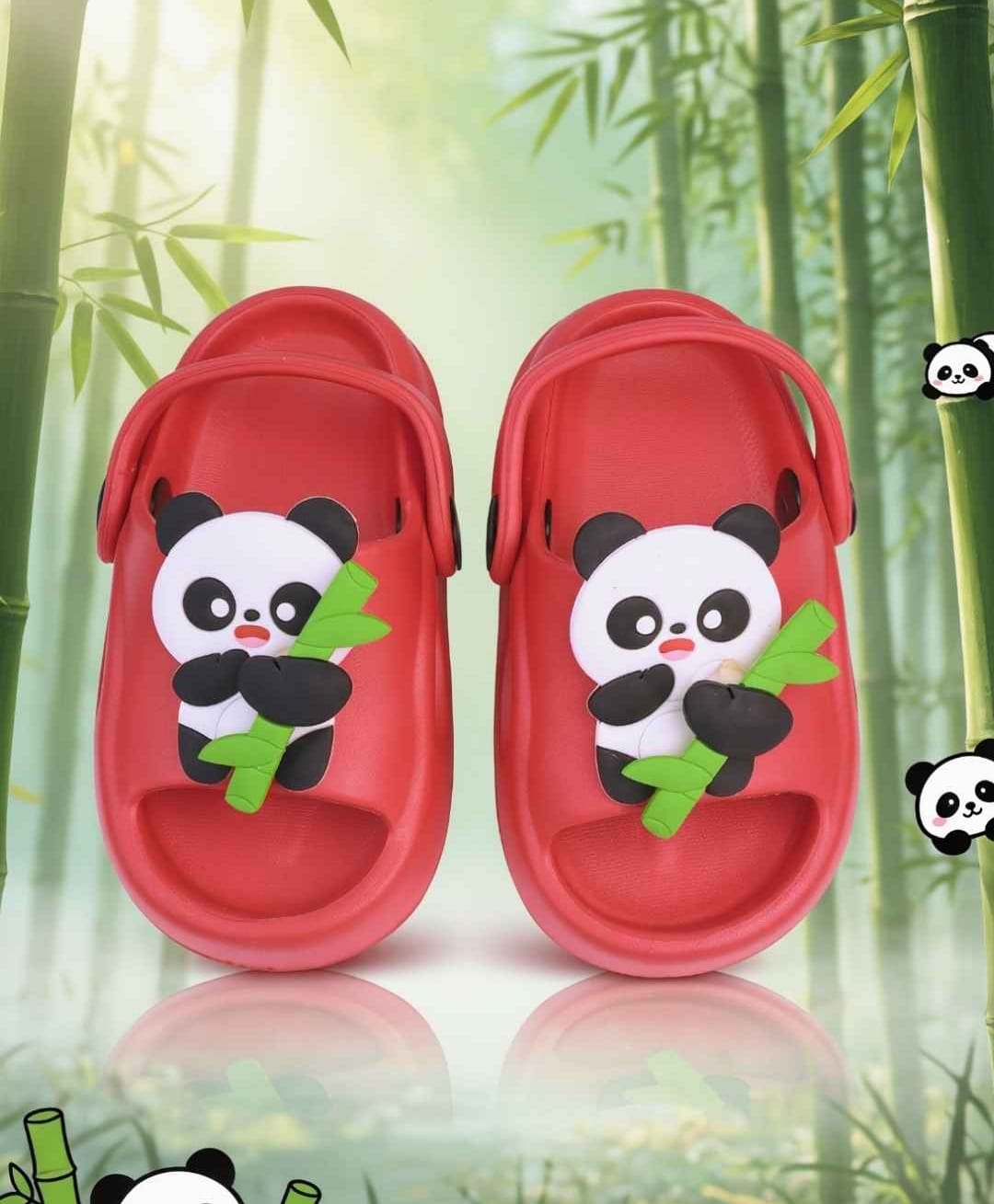 Yellow Bee Panda Applique Detailed Slingback Sandals - Red-image-14