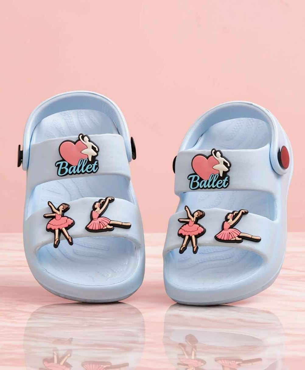 Yellow Bee Ballet Dancer Applique Detailed Slingback Sandals - Blue-image-47