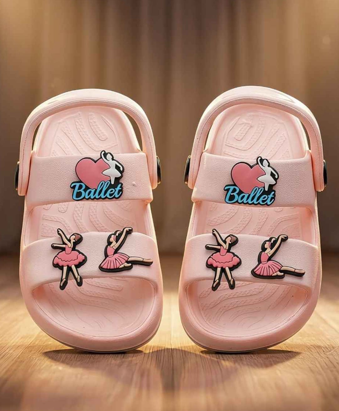 Yellow Bee Ballet Dancer Applique Detailed Slingback Sandals - Pink-image-25