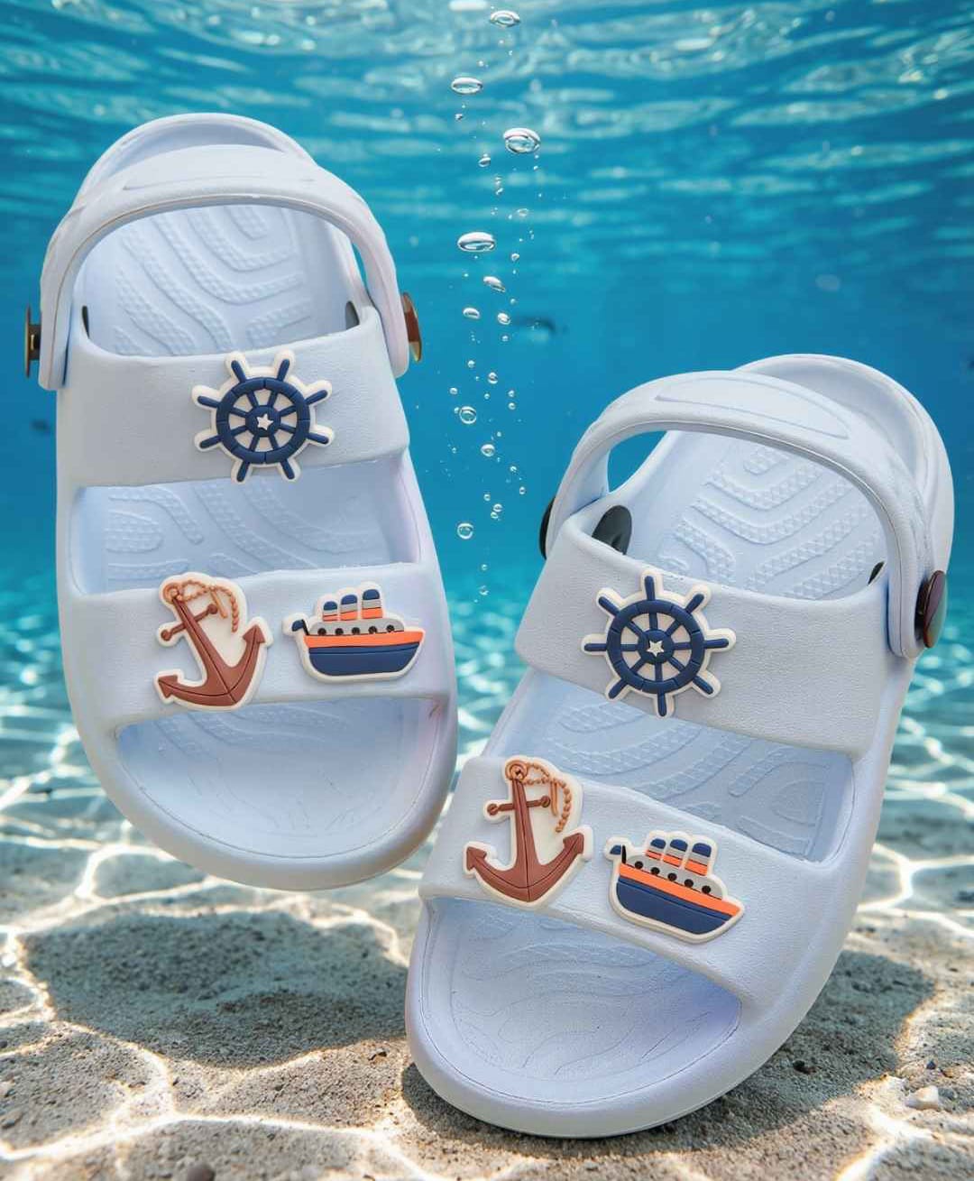 Yellow Bee Nautical Theme Applique Detailed Slingback Sandals - Blue-picture-28