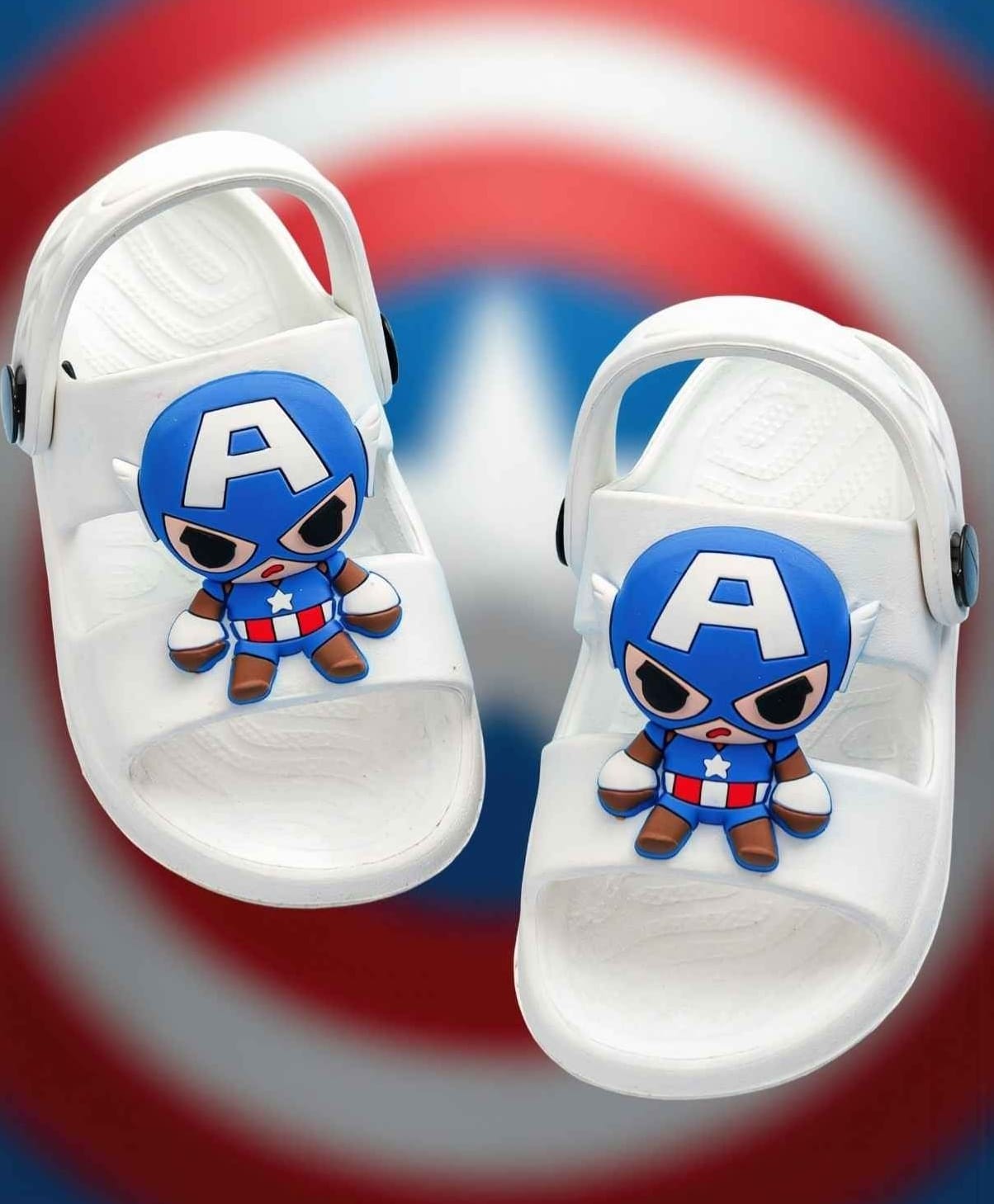 Yellow Bee Marvel Featuring Captain America Applique Detailed Slingback Sandals - White-picture-29