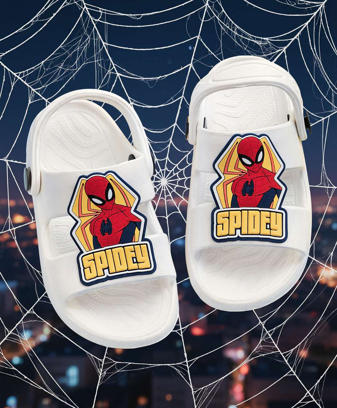 Yellow Bee Marvel Featuring Spider Man Applique Detailed Slingback Sandals - White-picture-17