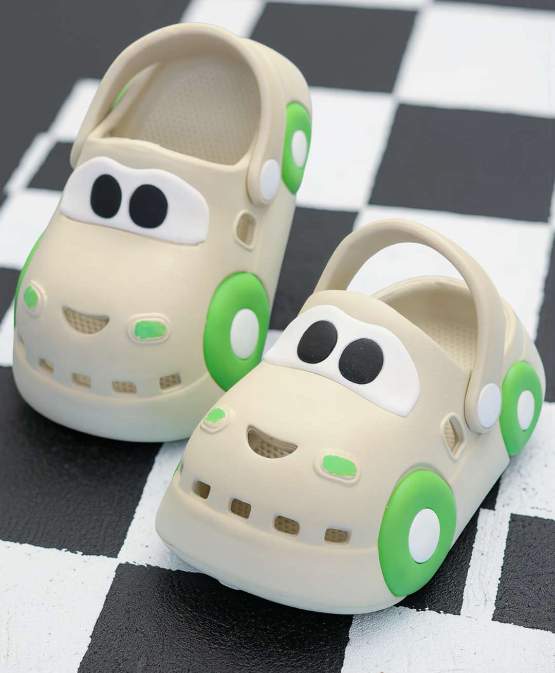 Yellow Bee Car Designed Slingback Clogs - Beige-image-3