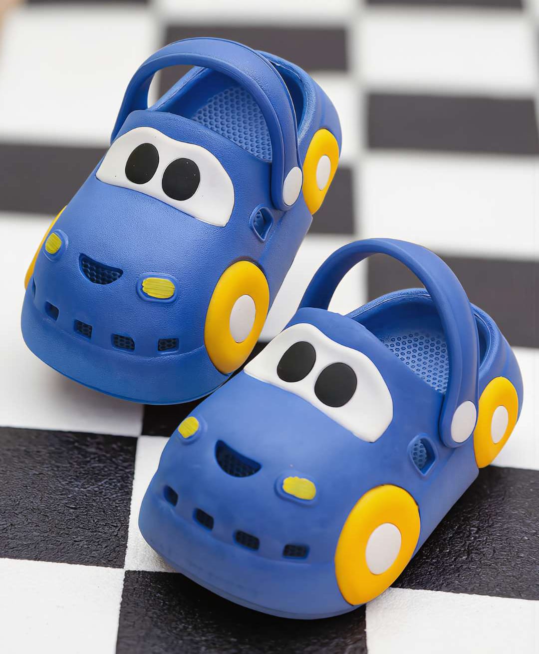 Yellow Bee Car Designed Slingback Clogs - Blue-picture-10