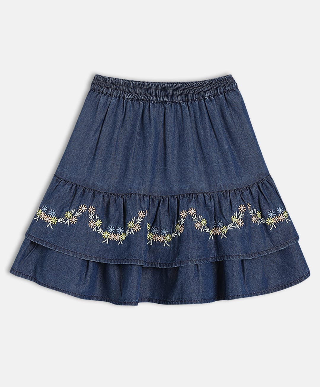 MINI KLUB 100% Lyocell Woven Floral Embroidered Skirt - Navy Blue-picture-14