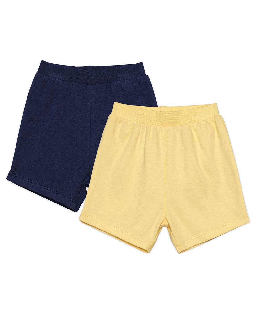 MINI KLUB Cotton Knit Pack Of 2 Solid Shorts - Yellow & Navy Blue-picture-18