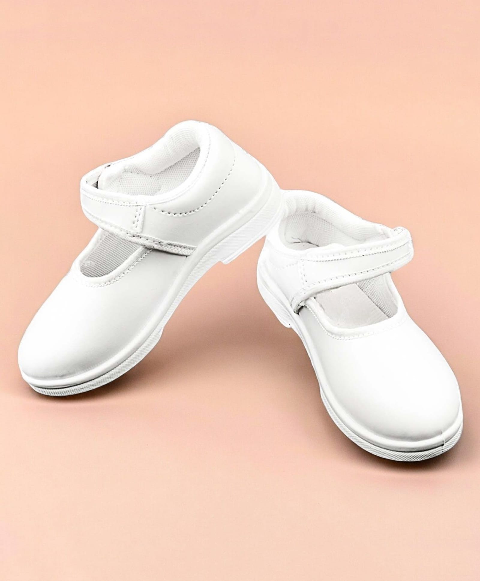 priaansha kids Priansha Kids Solid Velcro Closure School Shoes - White-picture-32