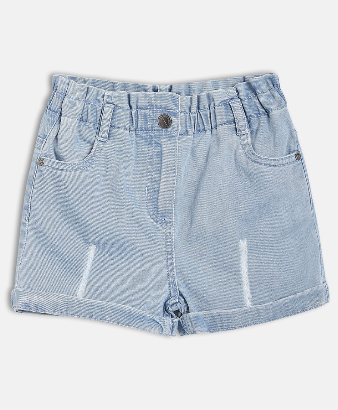 MINI KLUB Cotton Blend Woven Distressed & Washed Shorts - Blue-picture-9