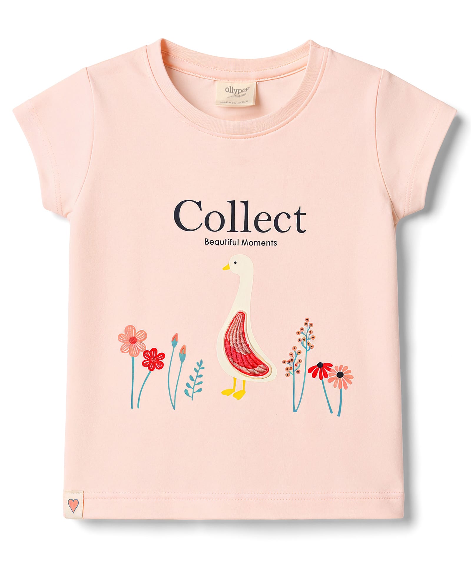 Ollypop Sinker Knit Tops Half Sleeves Round Neck Graphic Print Pink 6-12 Months-image-6