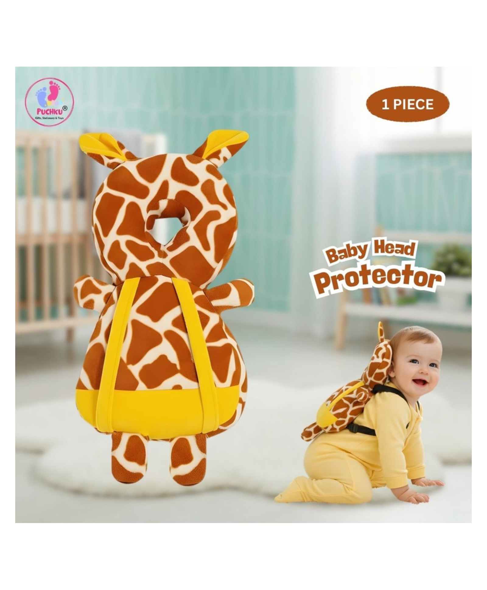Puchku Baby Head Protector Cushion Backpack for Crawling Baby Head Protection Pillow with Chest Strap Adjustable Soft Head Protection Pillow for Crawling Infants Tiger Design-image-40