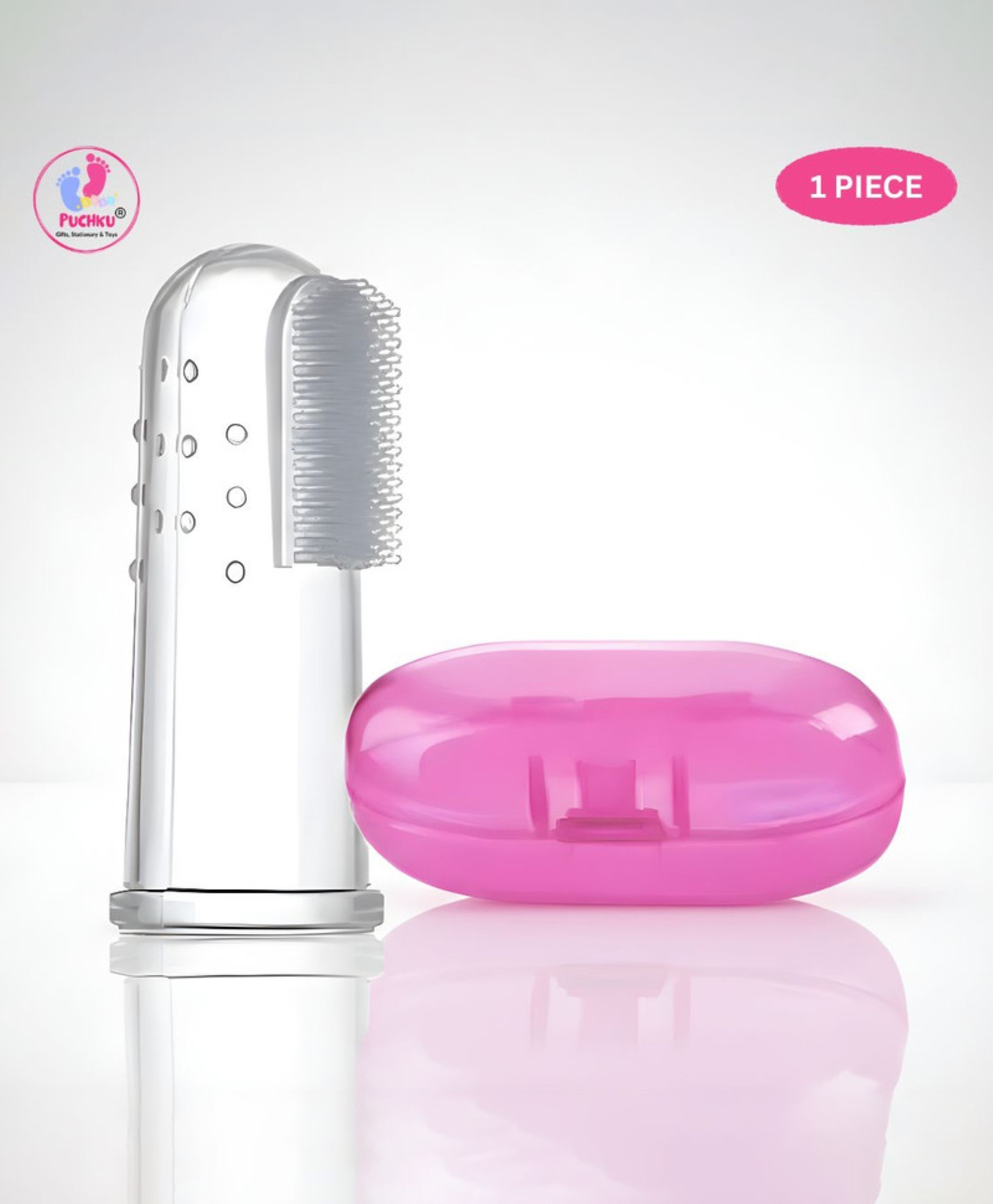 Puchku Baby Silicone Finger Toothbrush with case for Easy Cleaning, Massaging, and Soothing Gums, Oral Hygiene, Pink-picture-21
