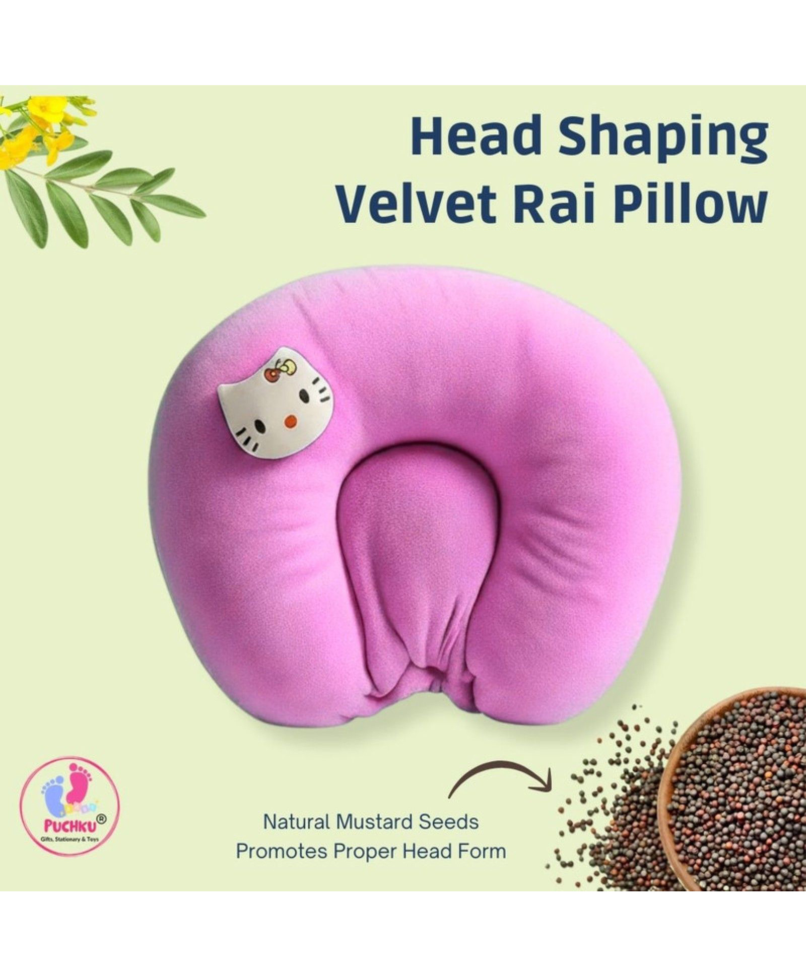 Puchku Mustard Seed Pillow for New Born Baby, Ideal for Round Head Shaping Seed Pillow for 0 to 12 Months Babies (Pink )-picture-17