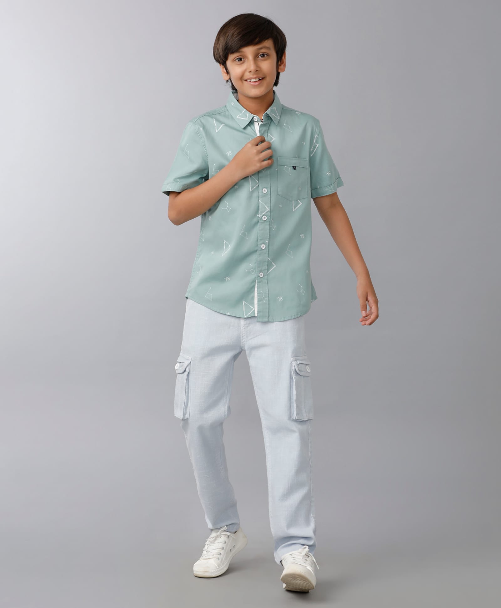 Under Fourteen Only Solid Cargo Pants - Blue-picture-11