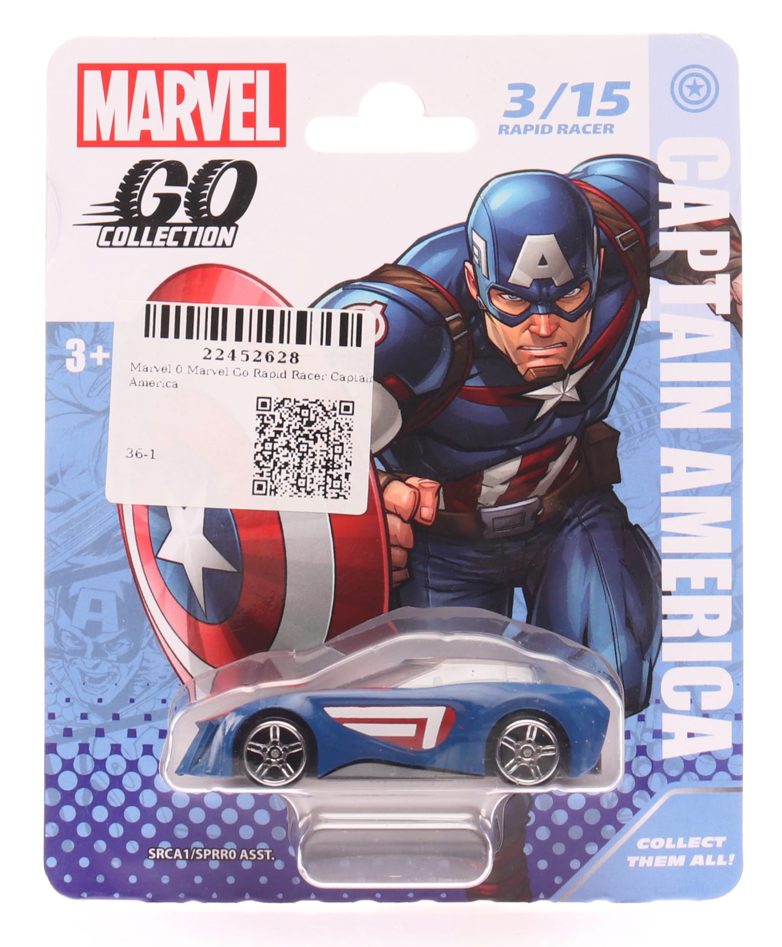 Marvel Go Rapid Racer Captain America Die Cast Free Wheel Toy Car - Blue-image-20