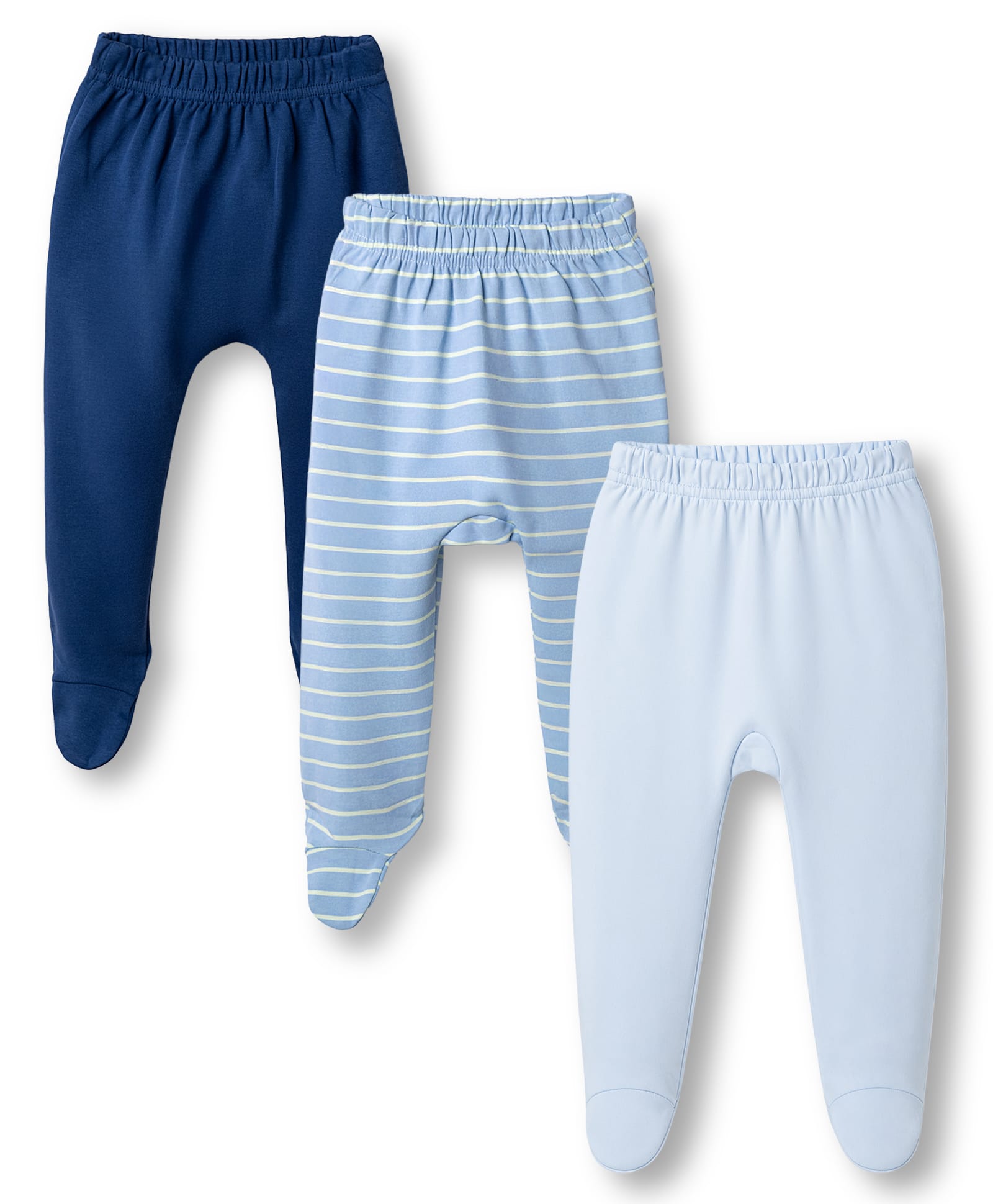 kookie kids india Kookie Kids 100% Cotton Knit Full Length Striped & Solid Bootie Leggings Pack of 3 - Multicolor-picture-13