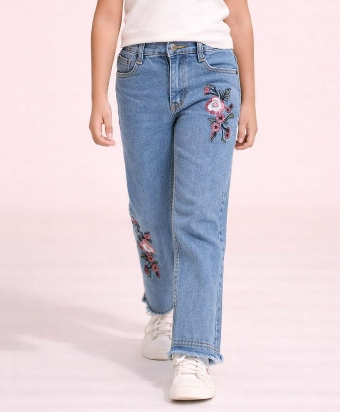 Nino Togs Denim Floral Embroidered Flared Jeans - Blue-picture-25