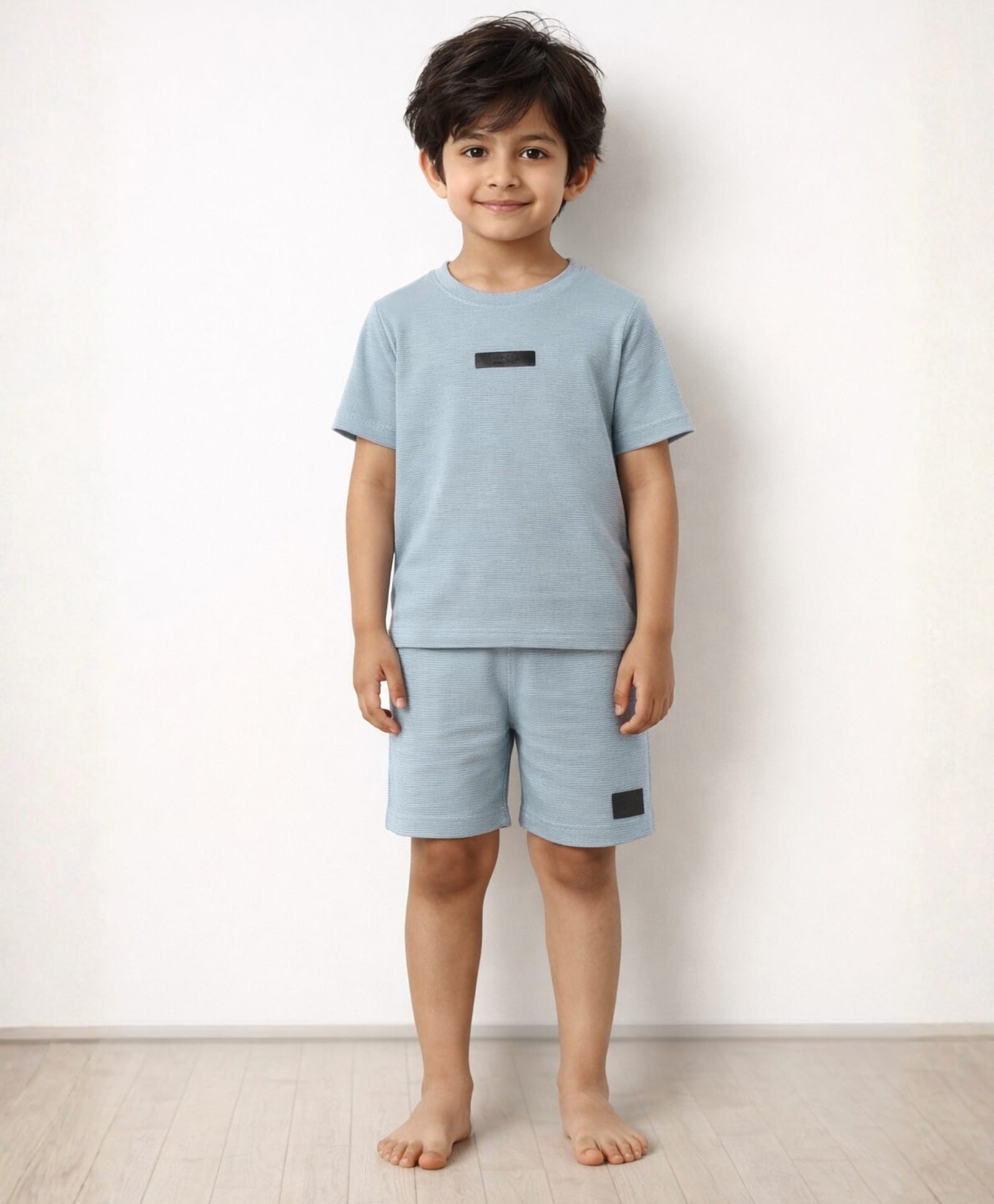 Anthrilo 100% Cotton Knit Half Sleeves Typography Patch Detailed Tee & Shorts Night Suit - Blue-image-23