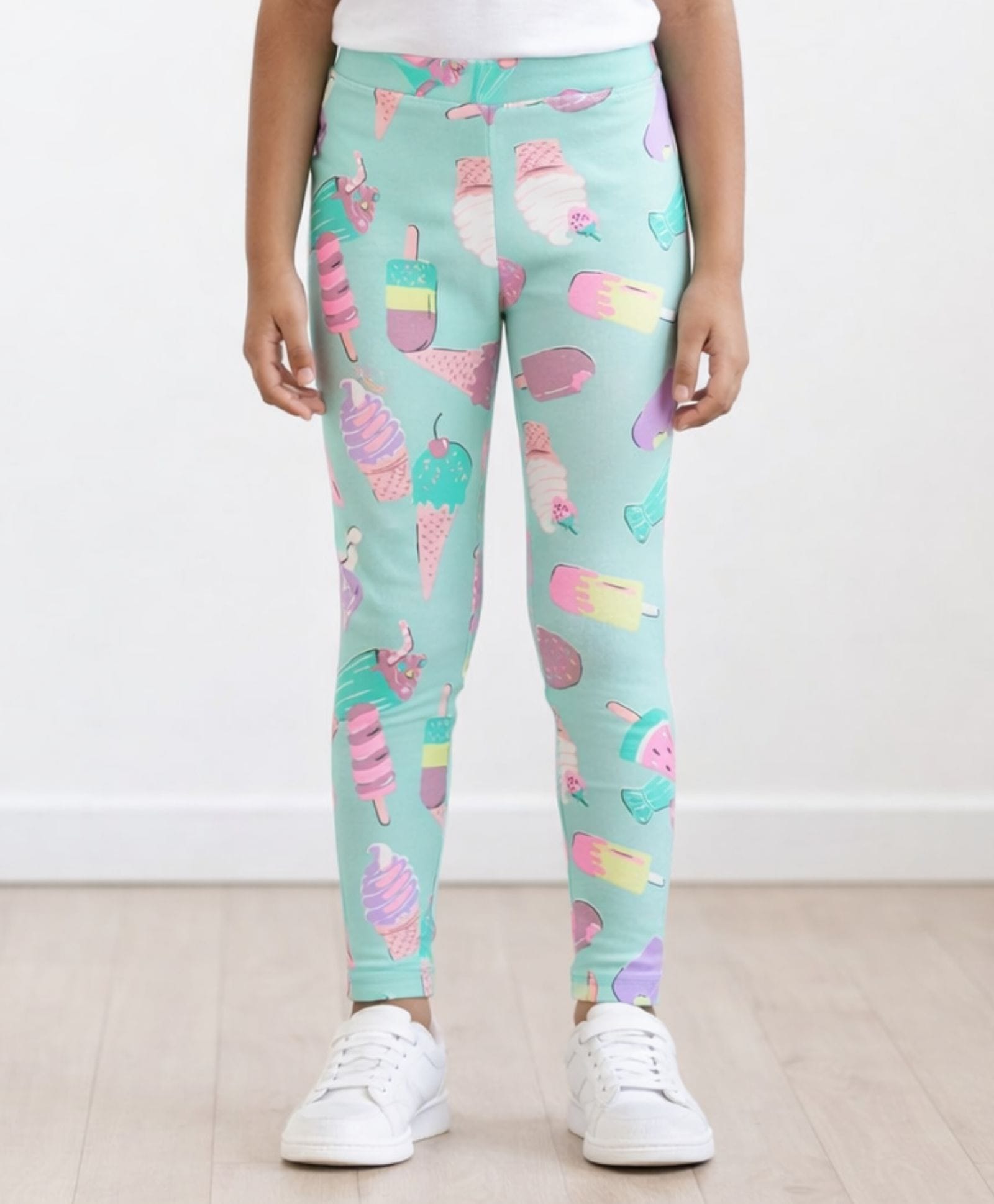 Anthrilo Cotton Blend Knit Ice Cream Printed Leggings - Aqua Blue-picture-28