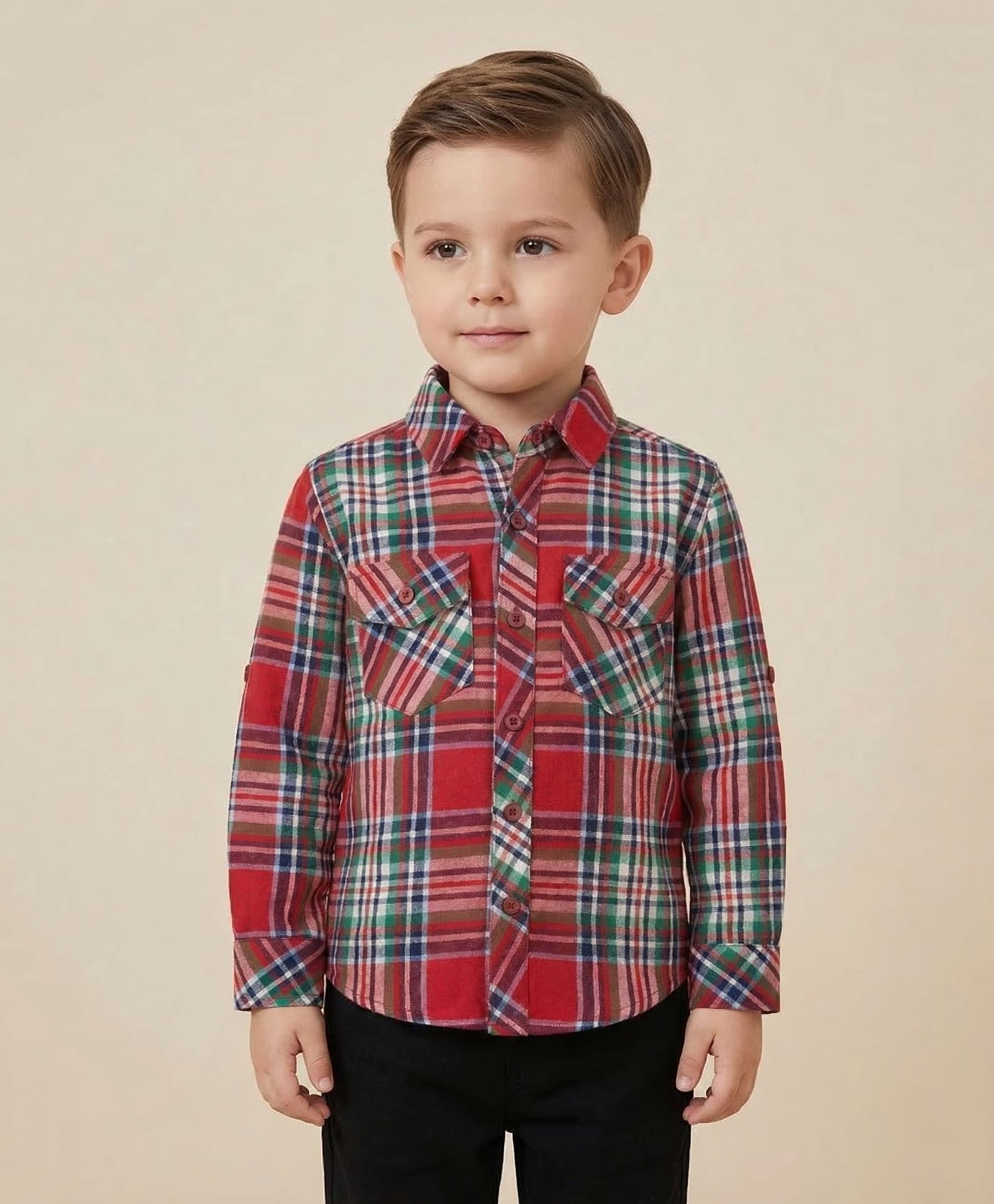 Rikidoos Cotton Woven Full Sleeve Checks Shirt Red 4-5 Years-image-6