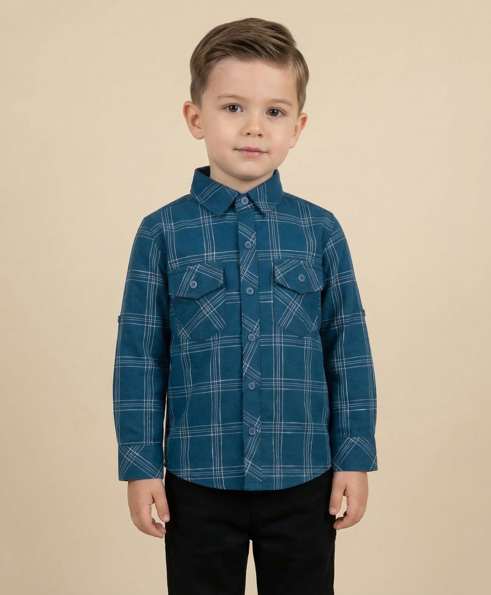 Rikidoos Cotton Woven Full Sleeve Checks Shirt Green 2-3 Years-image-22