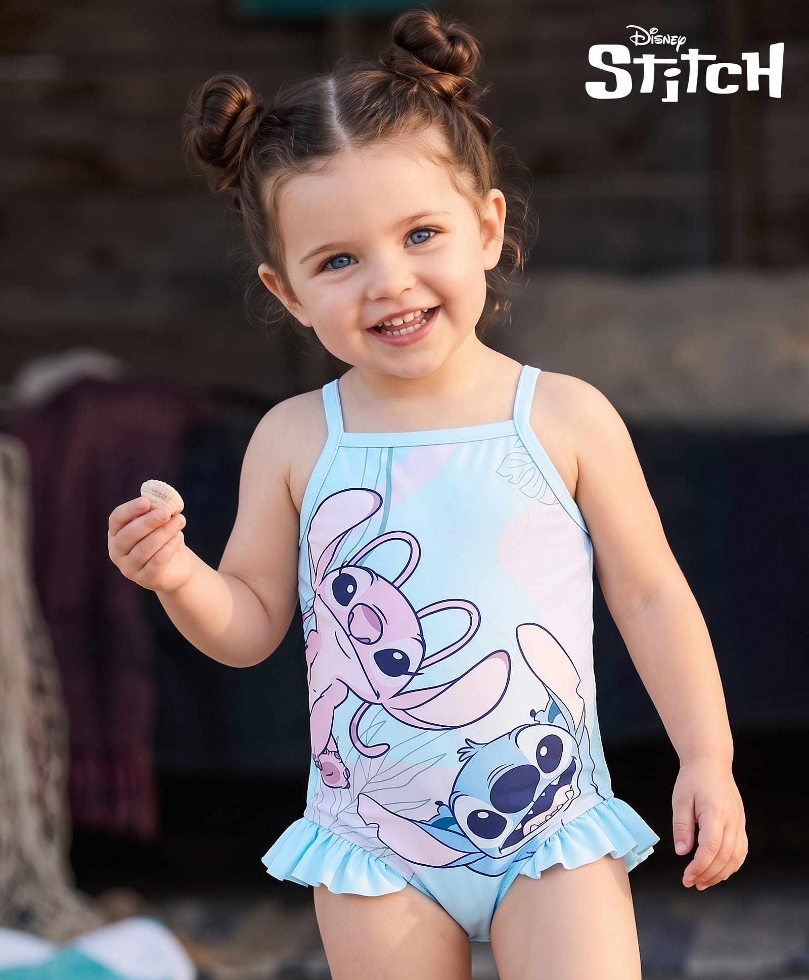Babyhug Disney Lycra Sleeveless V Cut Swimsuit With Lilo & Stitch Graphics - Blue-image-40