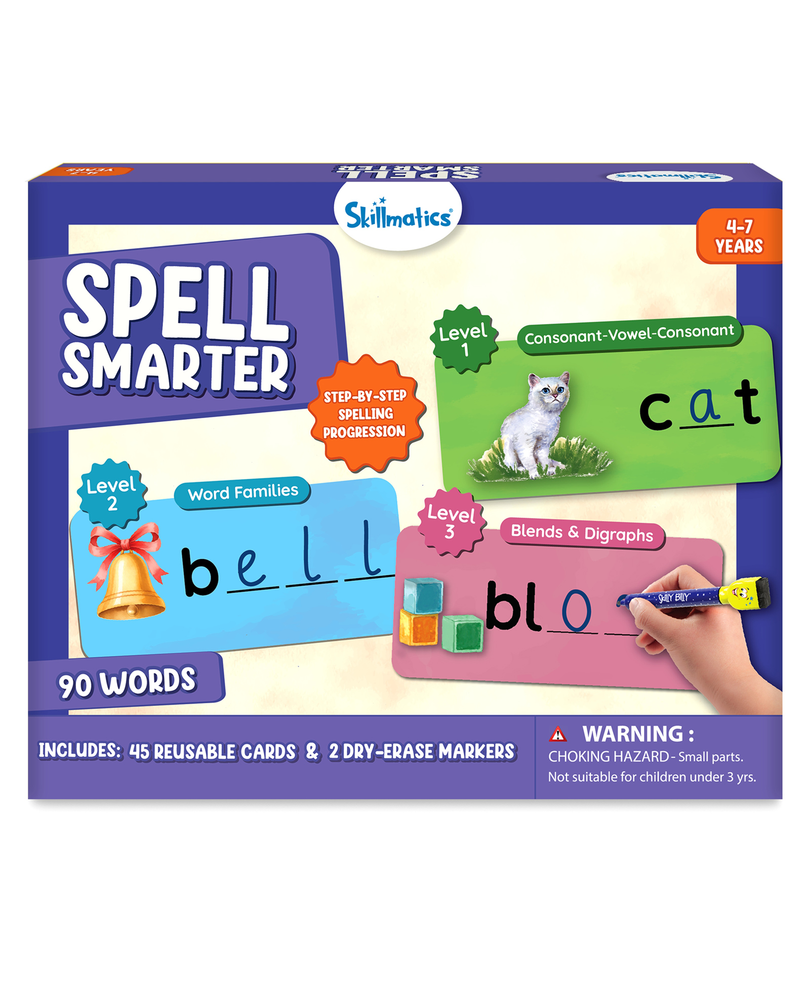 Skillmatics Learning Activity Spell Smarter, Spelling & Phonics Write & Wipe Cards, Progressive Literacy Practice, Preschool Learning Kit, Educational Gift for Kids Ages 4, 5, 6, 7-image-33