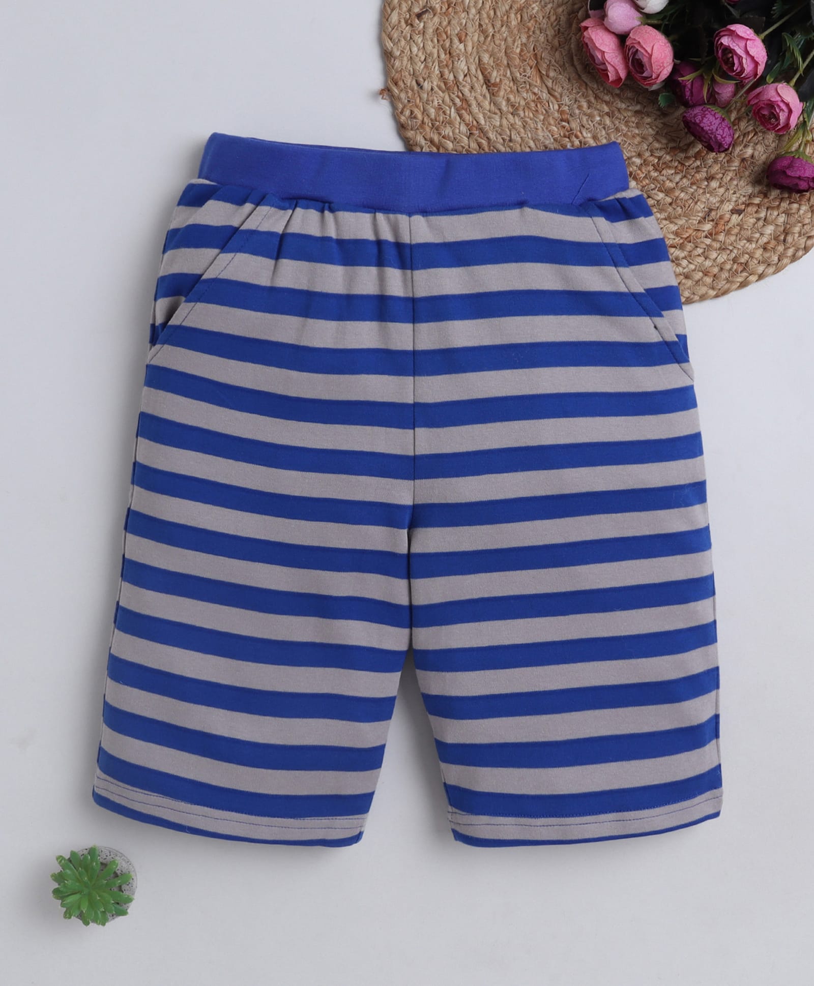 BABY NATION Cotton Knit Striped Shorts - Navy Blue-picture-24