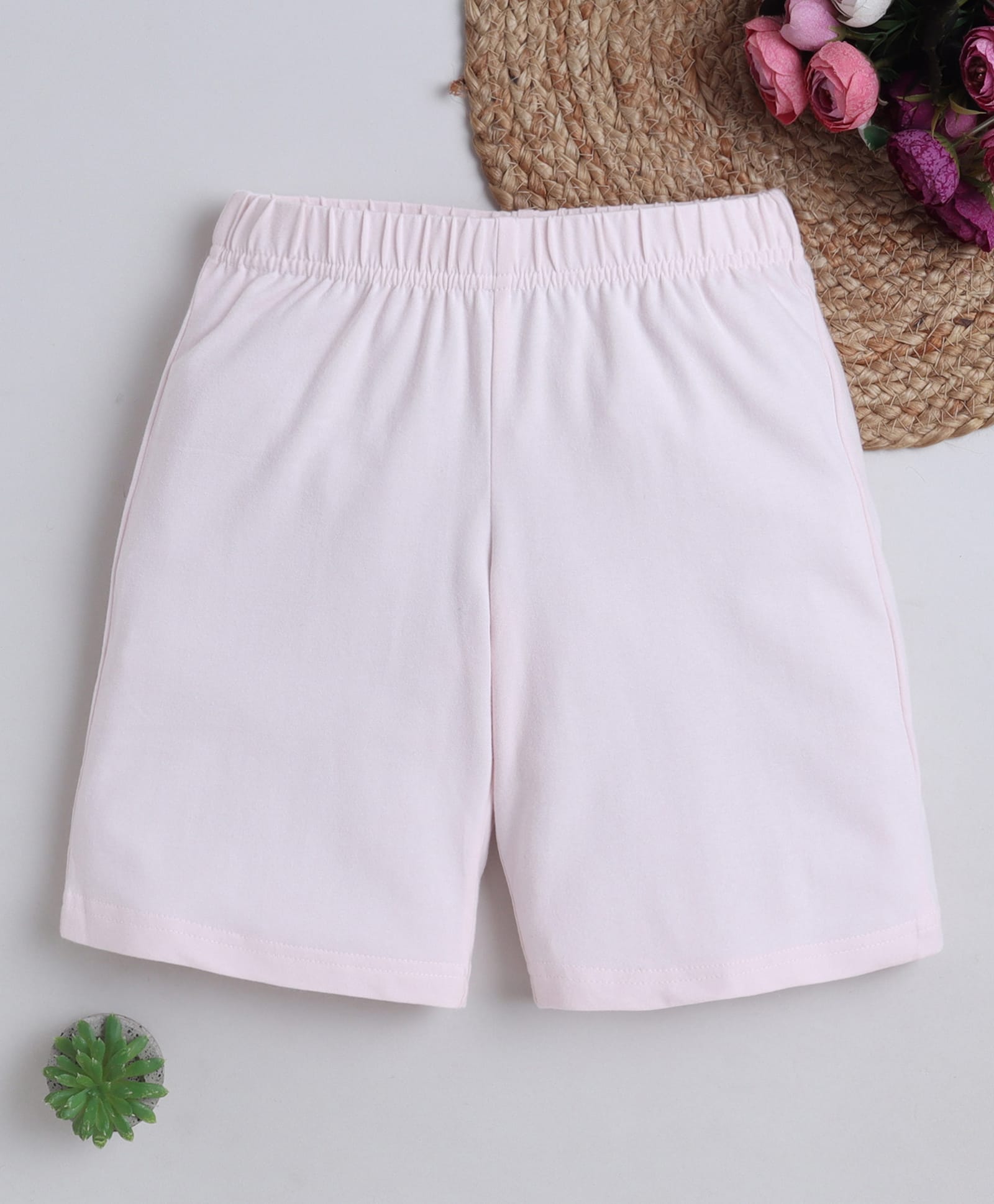 BABY NATION Cotton Knit Solid Shorts - Light Pink-picture-11