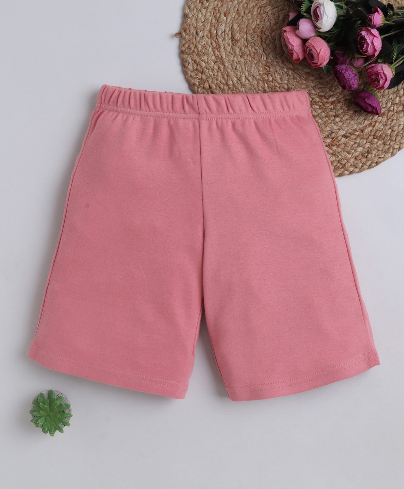 BABY NATION Cotton Knit Solid Shorts - Pink-picture-21