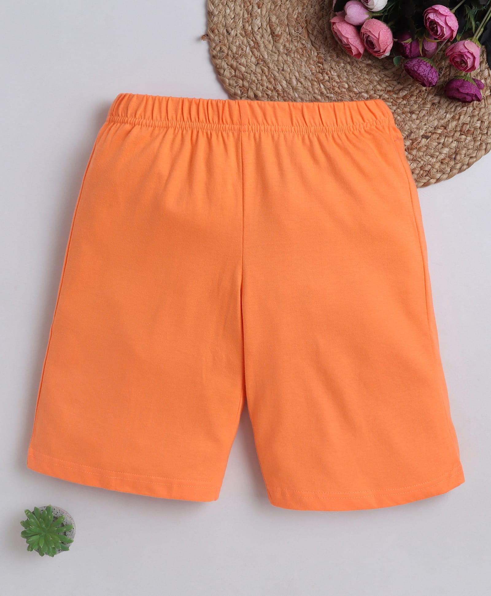 BABY NATION Cotton Knit Solid Shorts - Neon Orange-picture-22