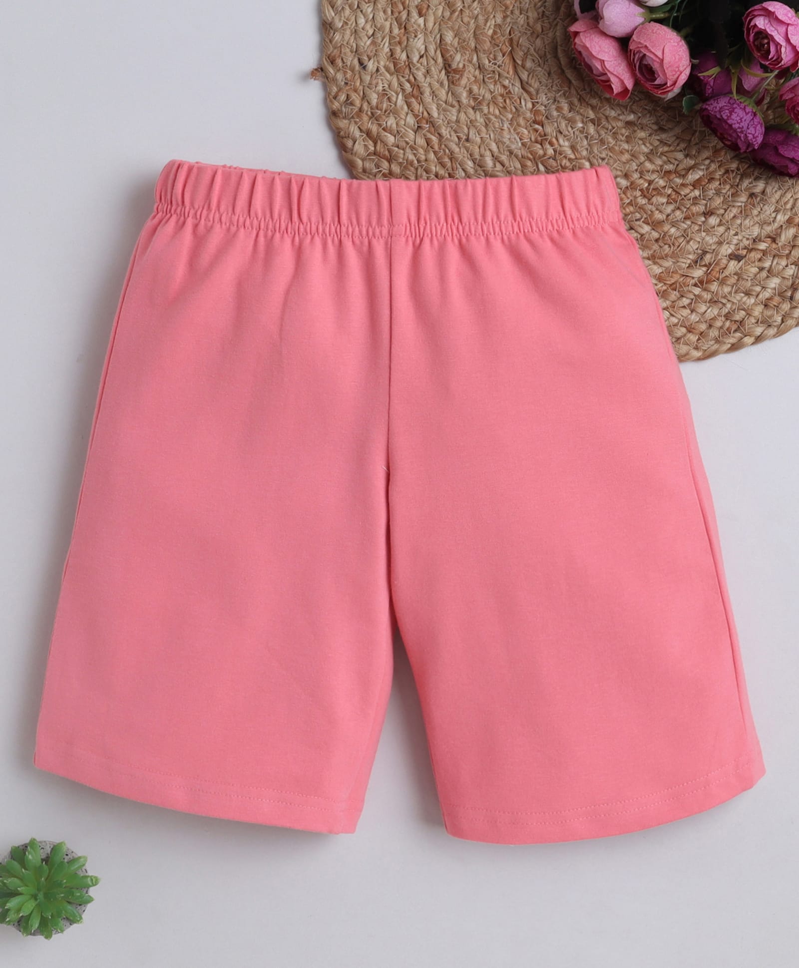 BABY NATION Cotton Knit Solid Shorts - Neon Pink-picture-26