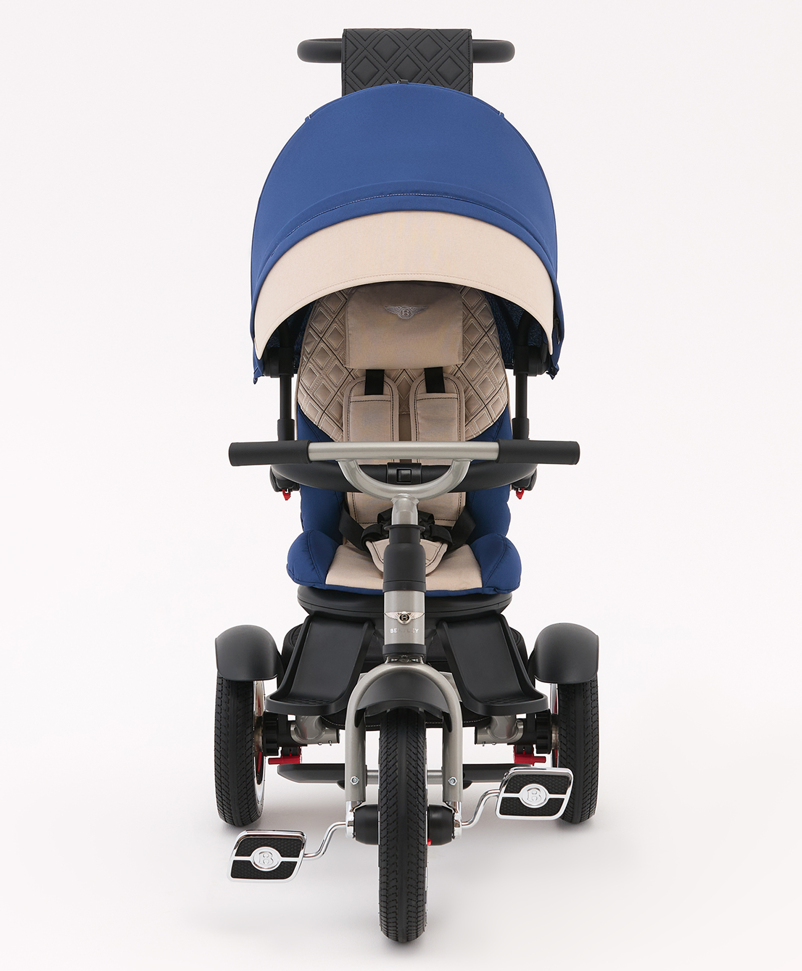 Bentley Mulliner 6 in 1 Trike Tricycle Continental GT Mulliner Style Replica Wheels Cross Stitched & Cushioned Seats With Bentley Badge & Anti Slip Pedals-Blue-image-36