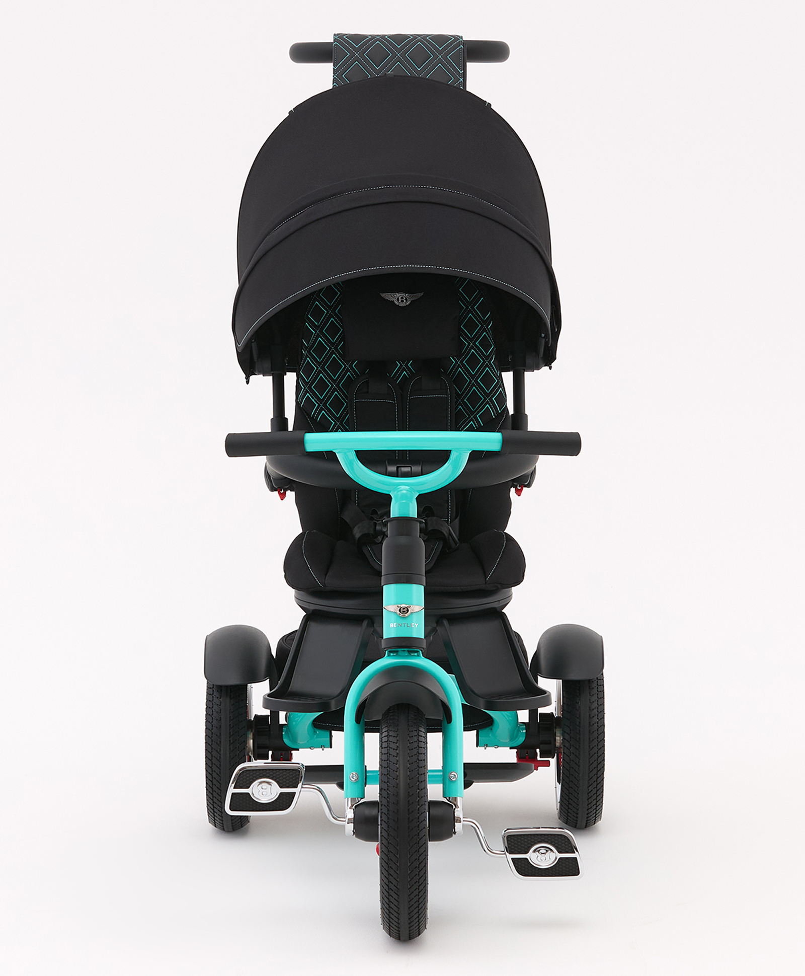 Bentley Mulliner 6 in 1 Trike Tricycle Continental GT Mulliner Style Replica Wheels Cross Stitched & Cushioned Seats With Bentley Badge & Anti Slip Pedals-Sea Green-image-18