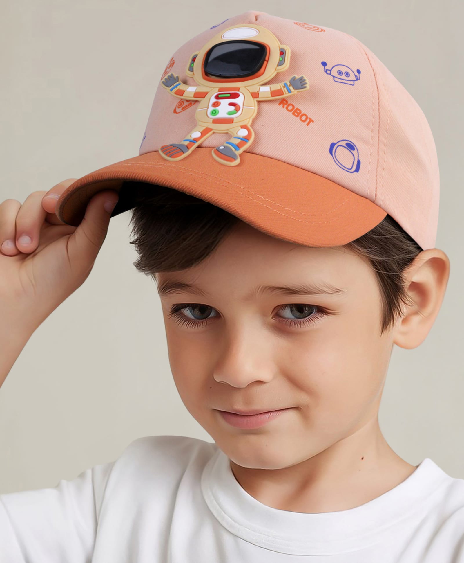 Vritraz Woven Robot Applique Detailed Baseball Cap - Orange - Circumference 52 - 56 Cm-image-40