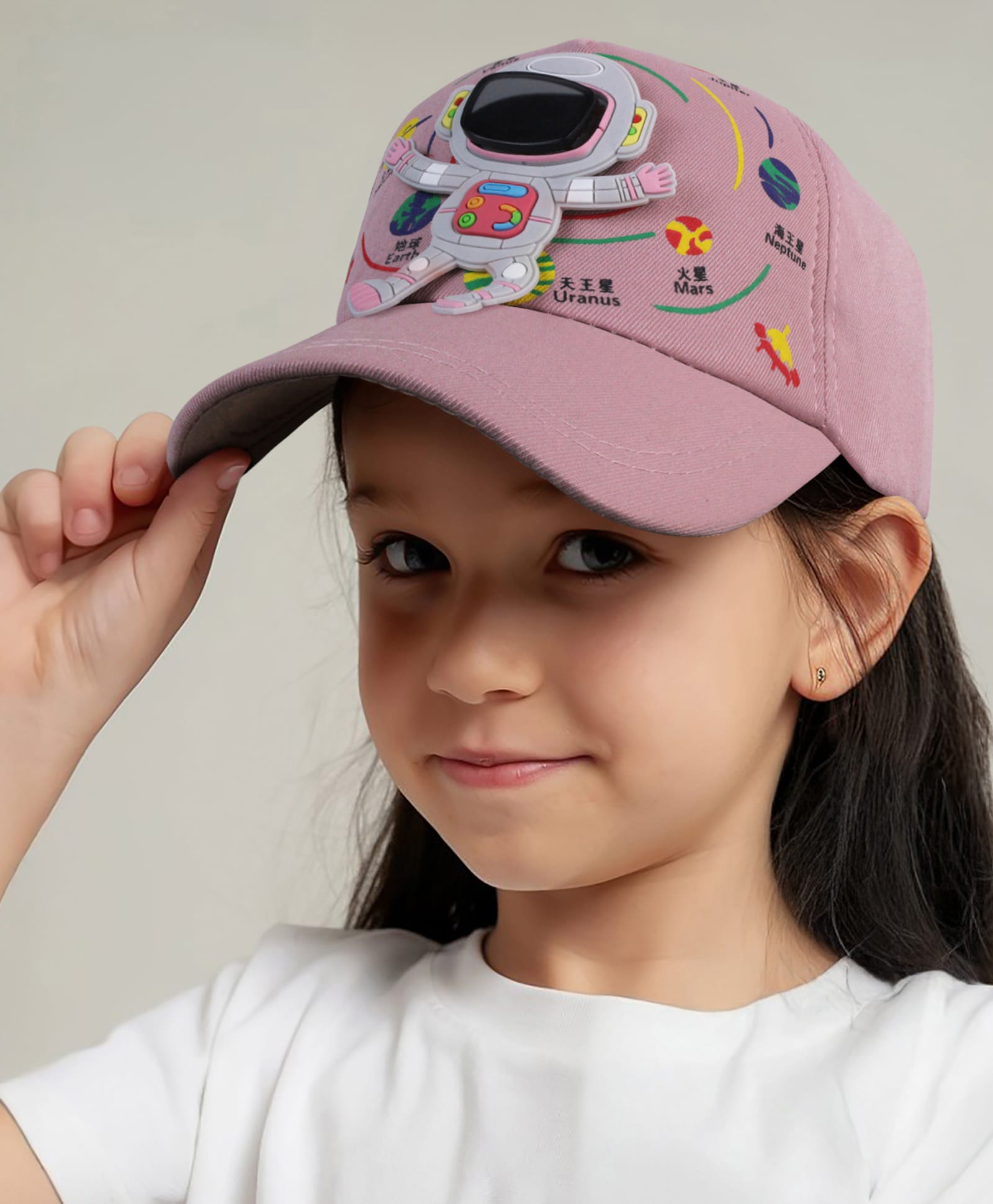 Vritraz Woven Robot Applique Detailed Baseball Cap - Pink - Circumference 52 - 56 Cm-image-10