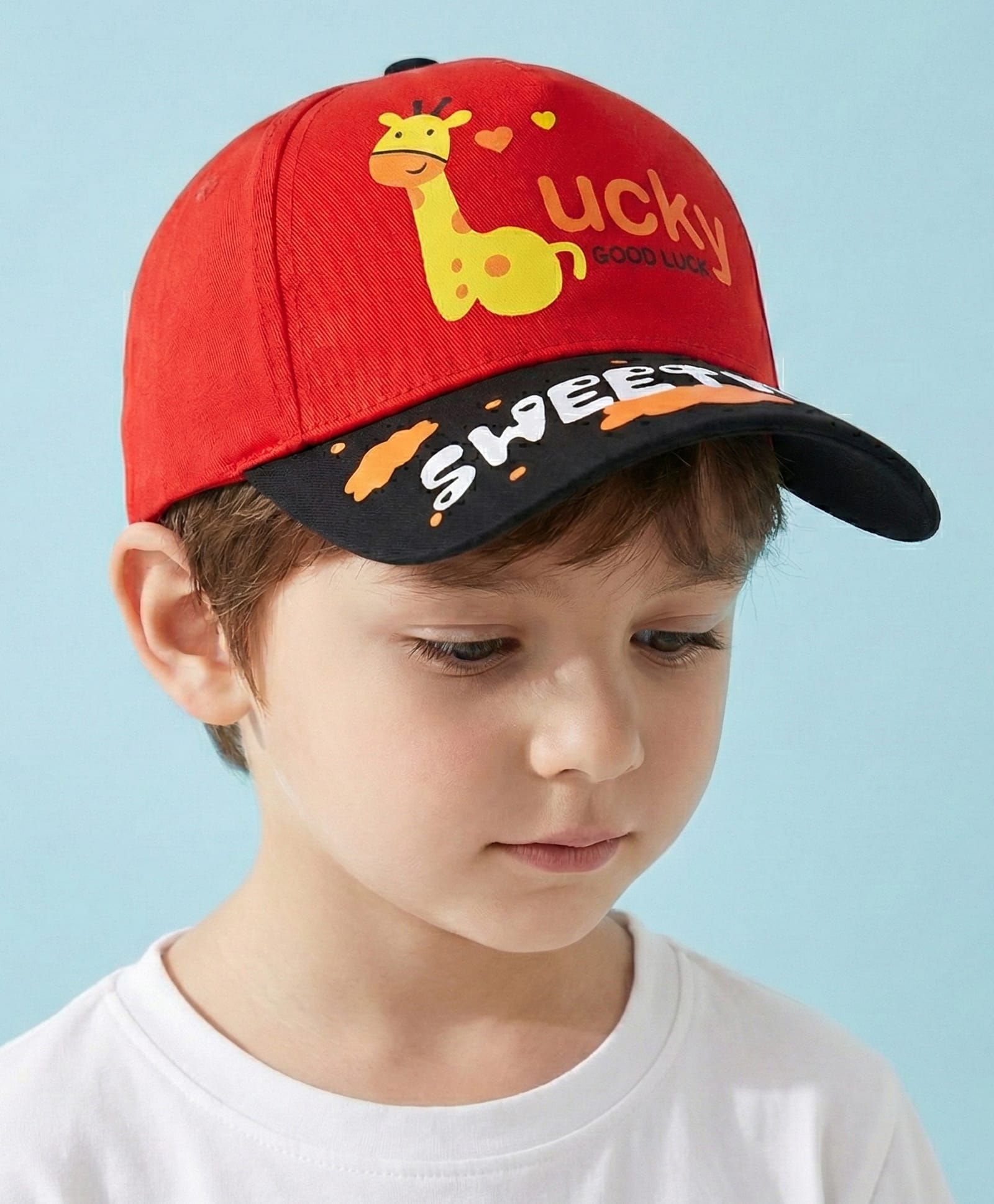 Vritraz Woven Giraffe & Typography Printed Baseball Cap - Red - Circumference 52-56 Cms-image-23