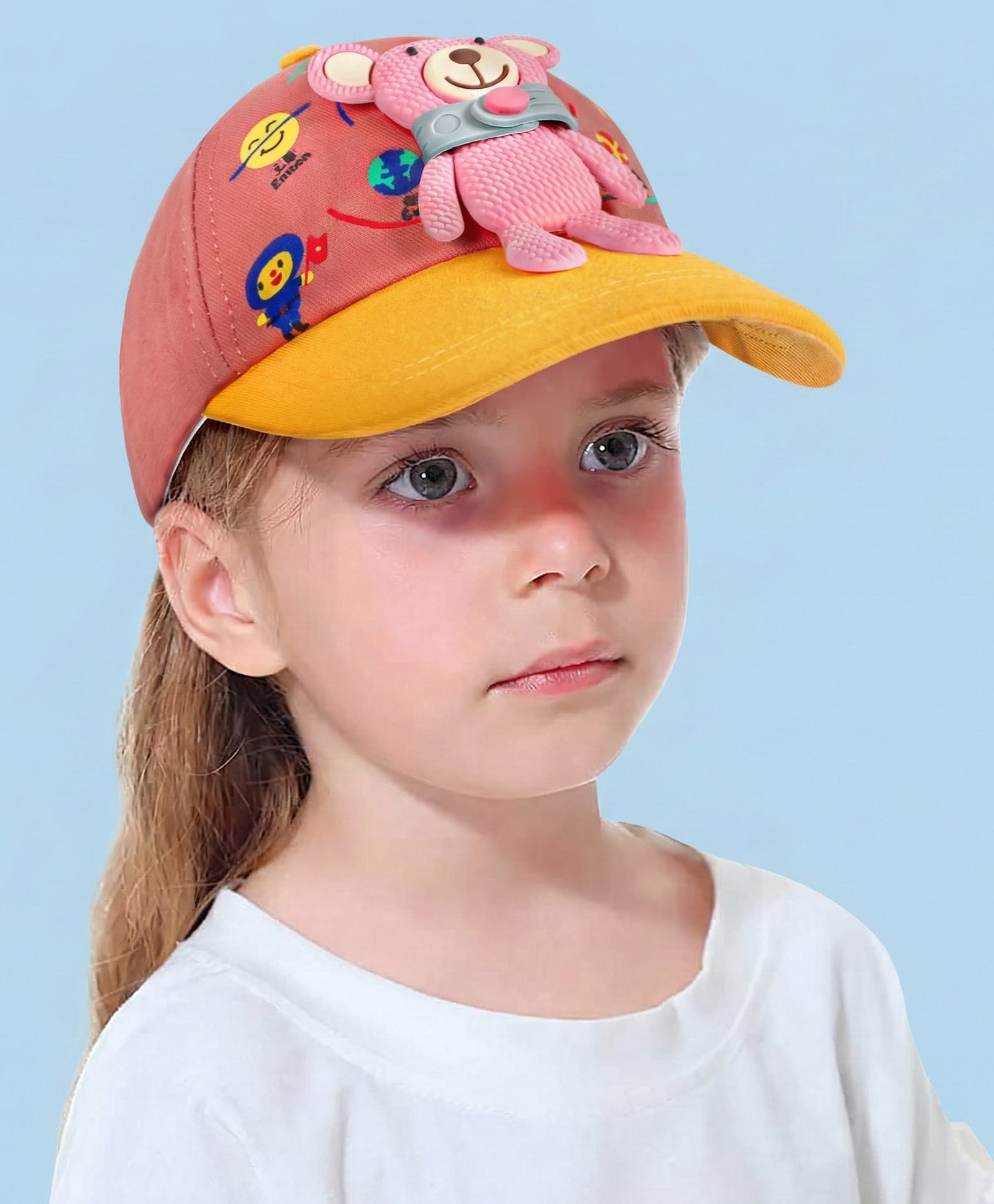 Vritraz Woven Teddy Applique Detailed Baseball Cap - Coral - Circumference 52-56 Cms-image-26