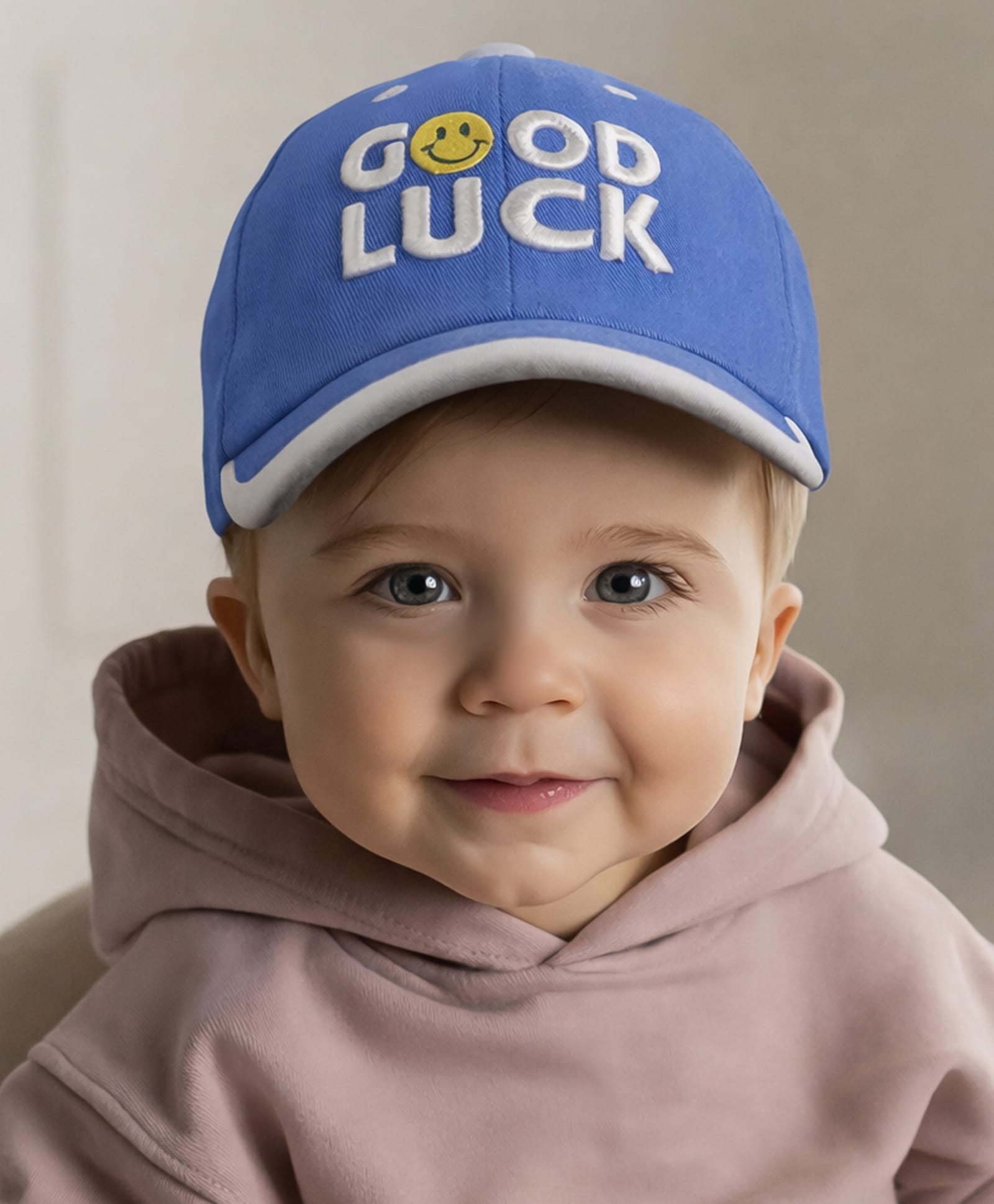 Vritraz Good Luck Text Embroidered Baseball Cap - Blue - Circumference - 52 - 56 Cms-picture-28