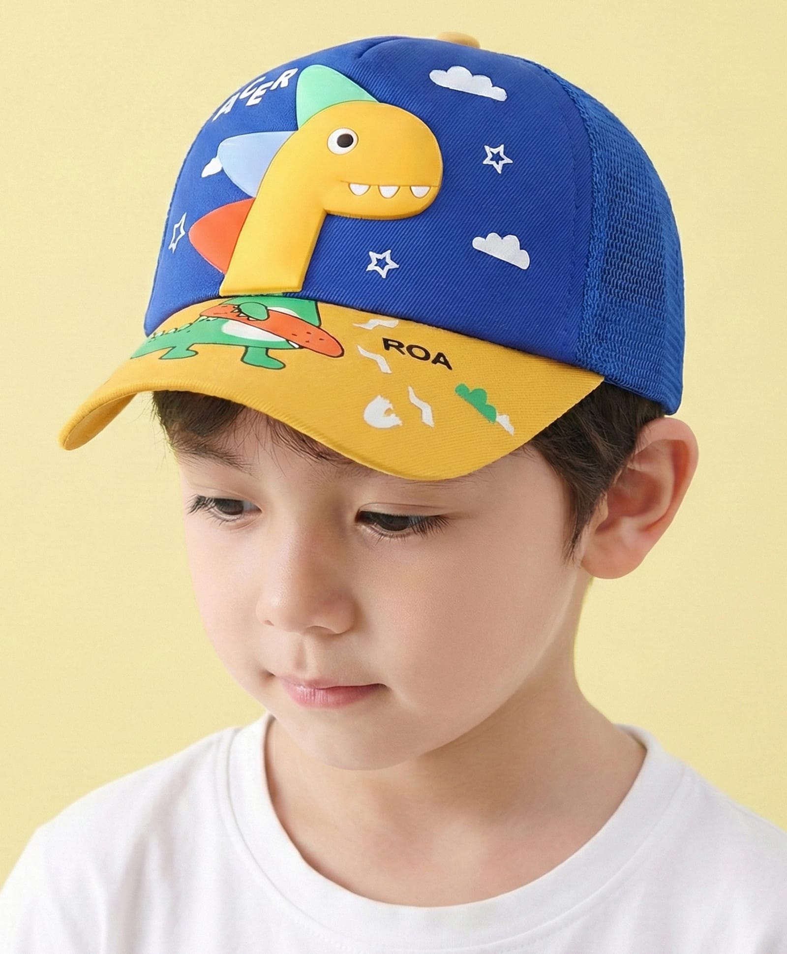 Vritraz Colour Blocked Dinosaur Printed & Applique Detailed Baseball Cap - Royal Blue - Circumference - 52 - 56 Cms-picture-15