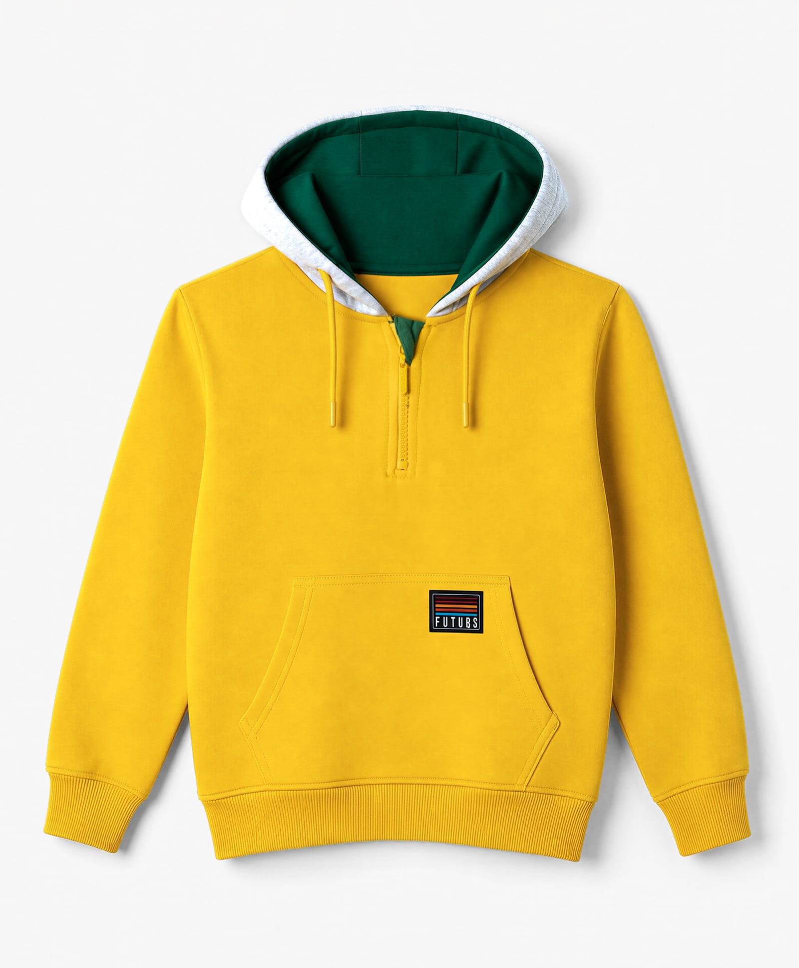 Pine Kids Cotton Knit Hoodie with Full Sleeves & Future Patch & Kangaroo Pockets - Yellow-picture-23