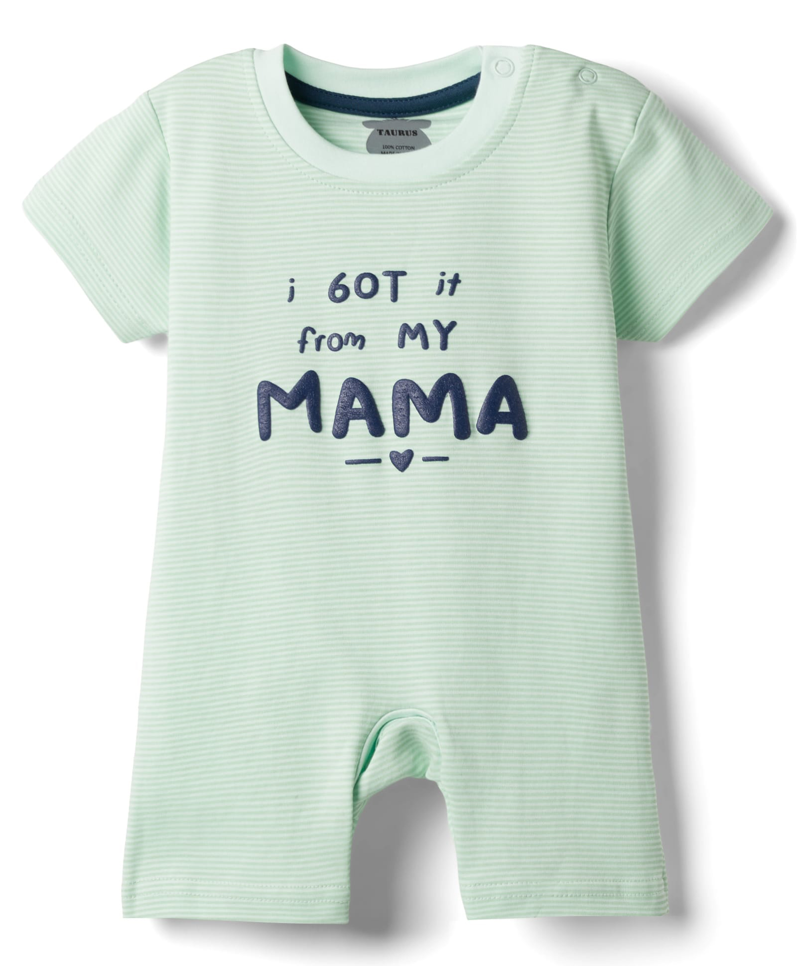 Mini Taurus Interlock Knit Half Sleeves Romper with Text Print - Sea Green-picture-15