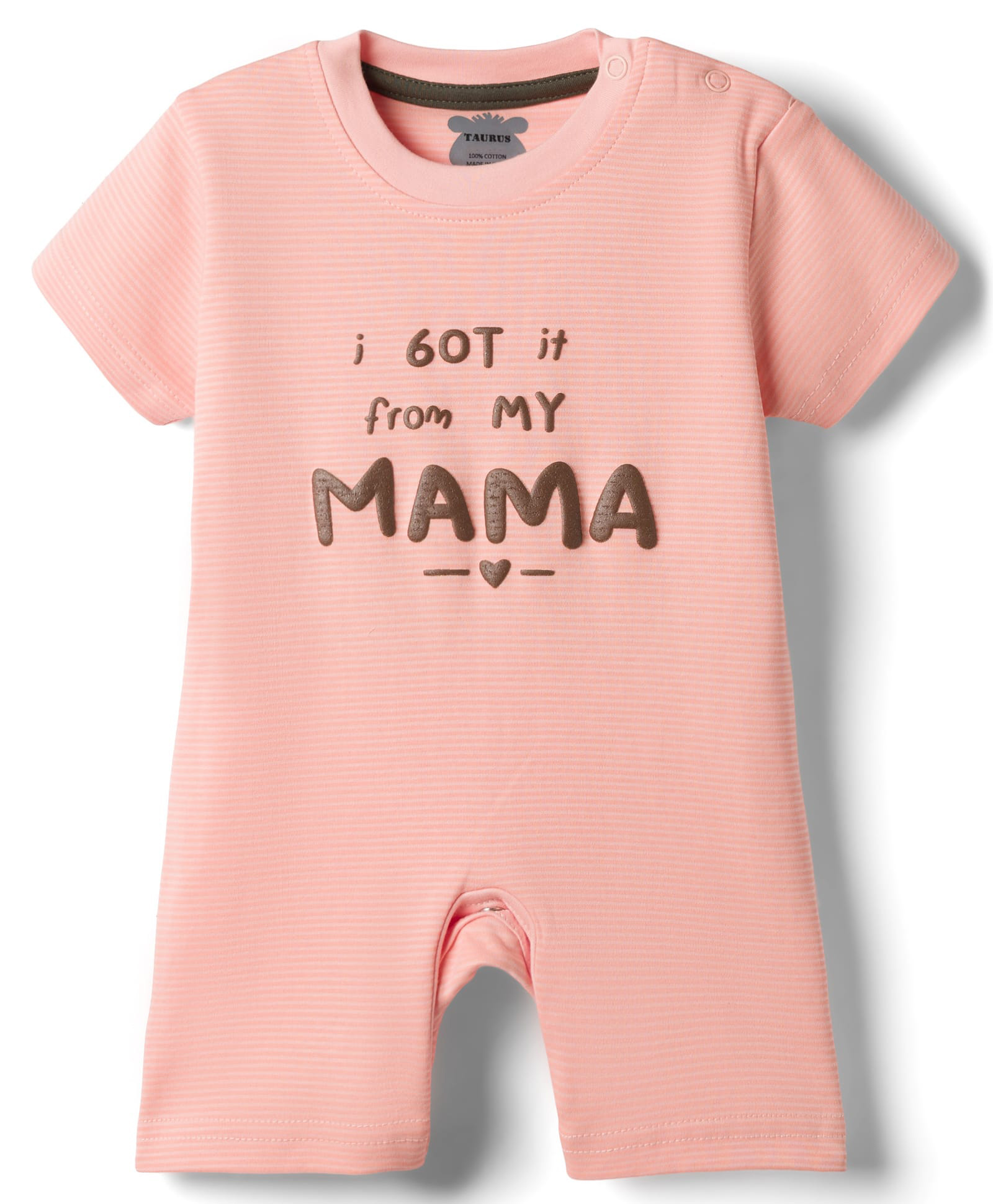 Mini Taurus Interlock Knit Half Sleeves Romper with Text Print - Light Orange-picture-14