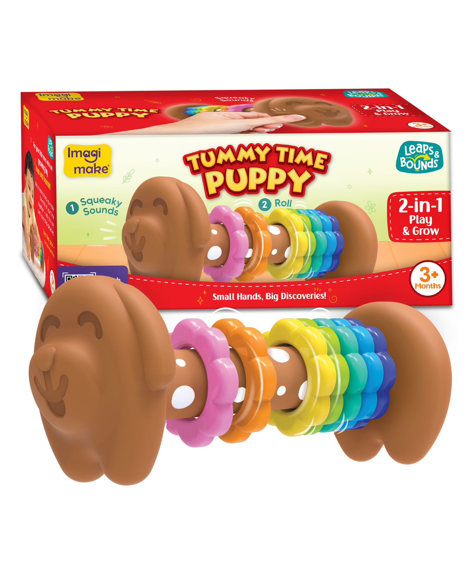 Imagimake Leaps & Bounds Tummy Time Puppy Baby Toy with 2-in-1 Play Feature-picture-15