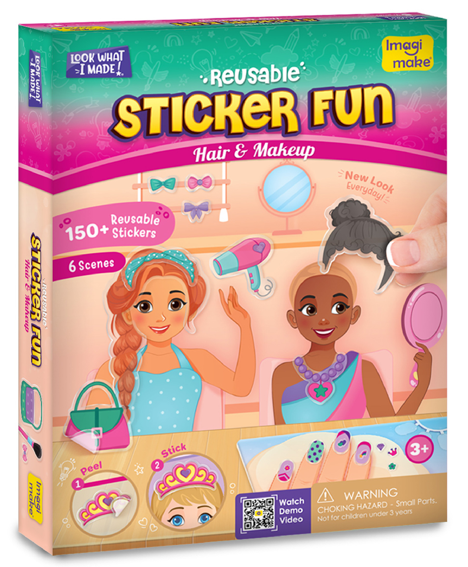 Imagimake Sticker Fun Hair & Makeup Activity Set with 150+ Reusable Stickers-picture-29