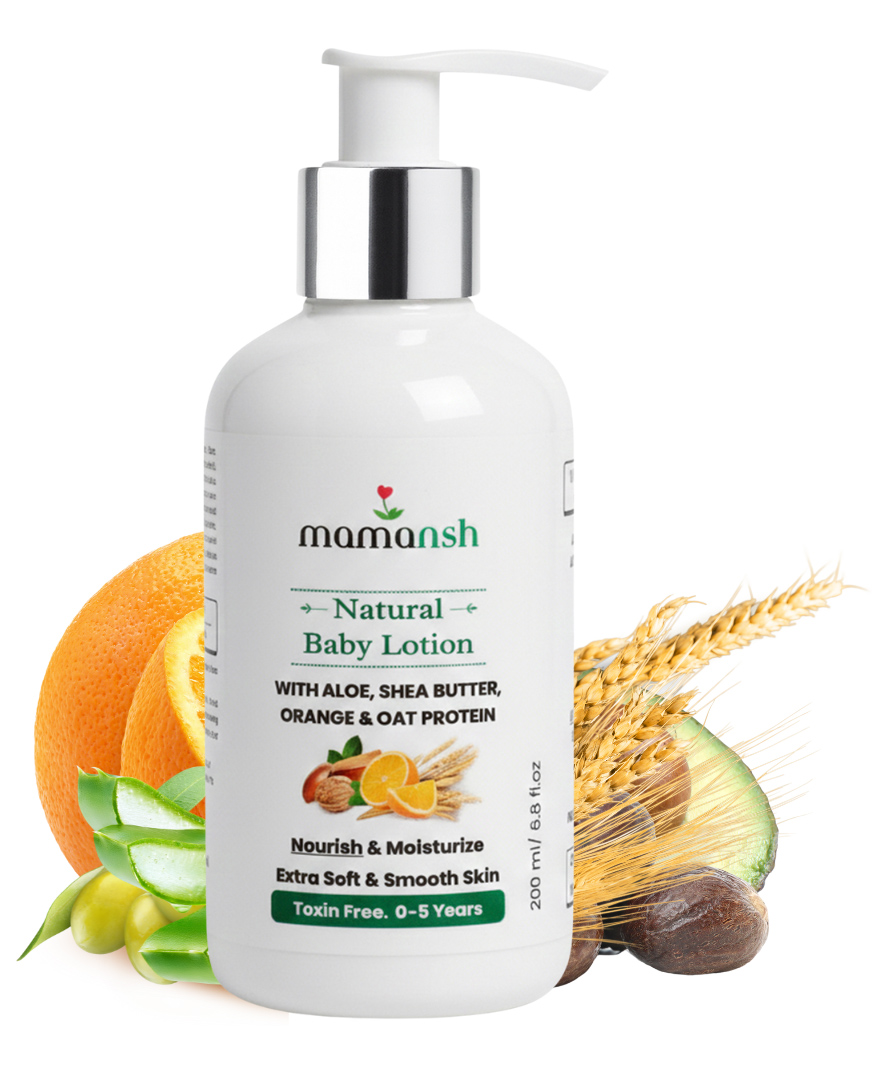 Mamansh Natural Baby Lotion | Nourishes & Moisturizes with Shea Butter, Oat Protein & Vitamin E | For Soft, Glowing Skin | 05 Years | 200 ml