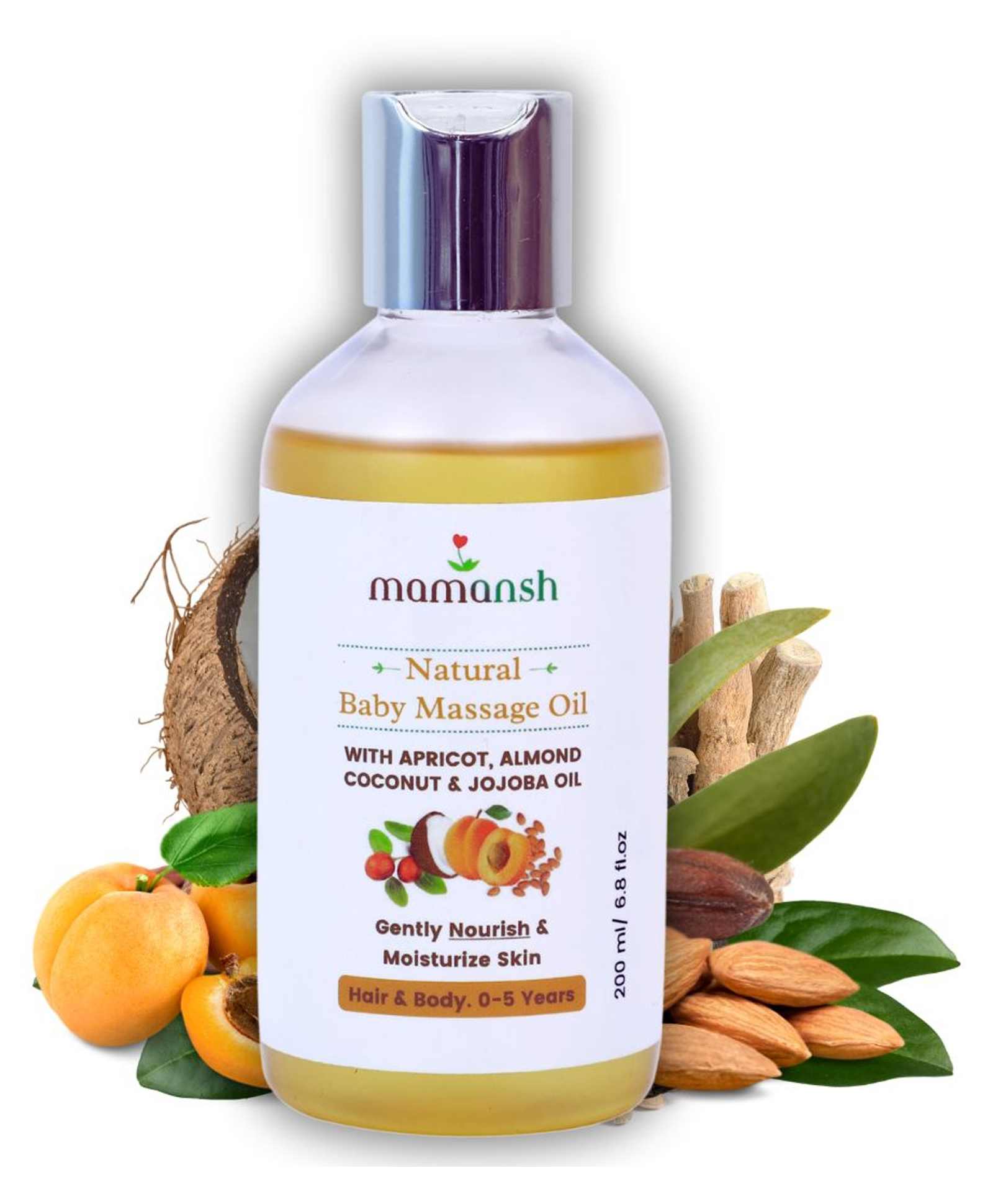 Mamansh Natural Baby Massage Oil - 10 Essential Oils & 3 Herbs With Vitamin E For Nourishment, Skin Development & Growth | 0-5 Years (All Skin Types) - 200 ml-image-4