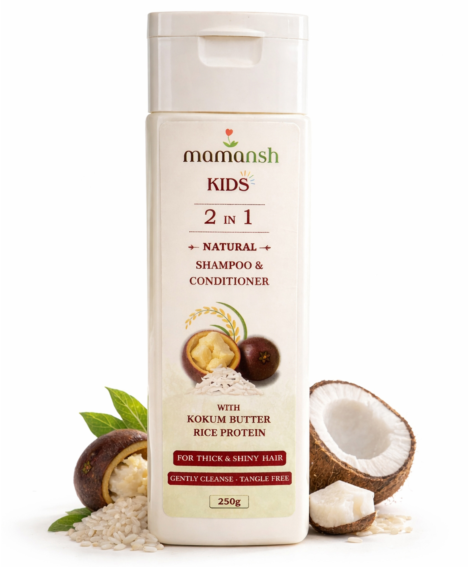 Mamansh 2-in-1 Kids Natural Shampoo and Conditioner | Kokum Butter, Rice Protein & Pro-Vitamin B5 | Tear Free | For Untangled, Soft & Shiny Hairs | 250g-picture-12