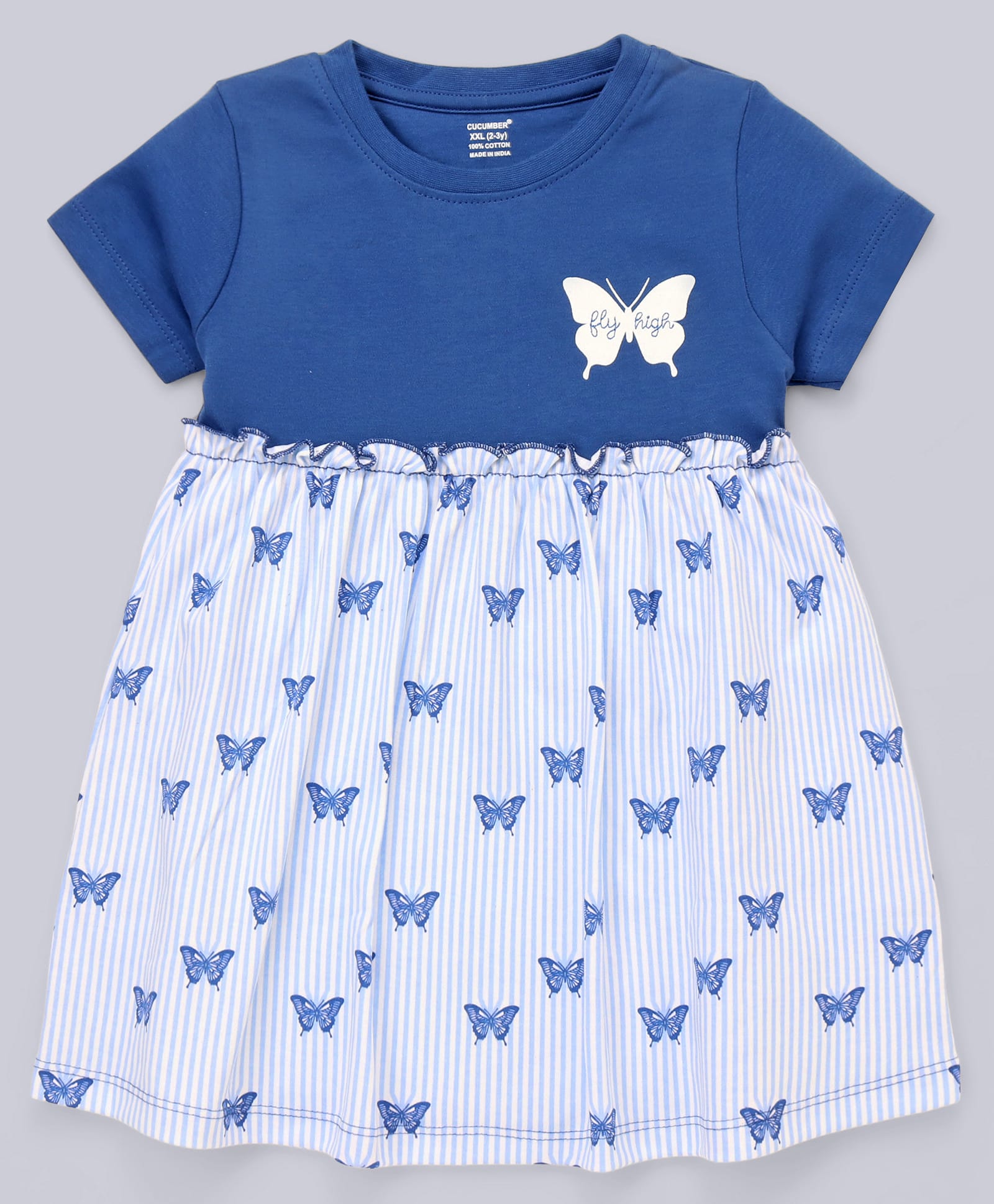CUCUMBER Cotton Knit One Piece Dresses/Frocks Half Sleeves L Royal Blue 3-6 Months-image-11