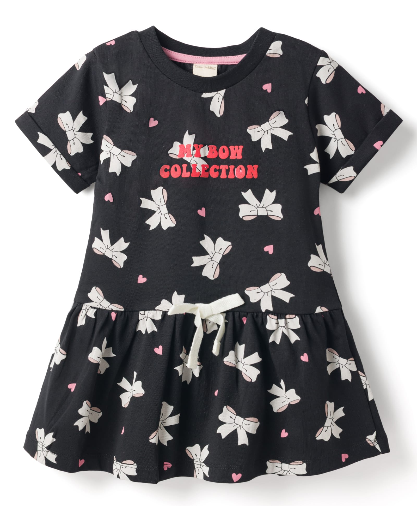 CUCUMBER Cotton Knit One Piece Dresses/Frocks Half Sleeves Bow Print L Black 18-24 Months-picture-10